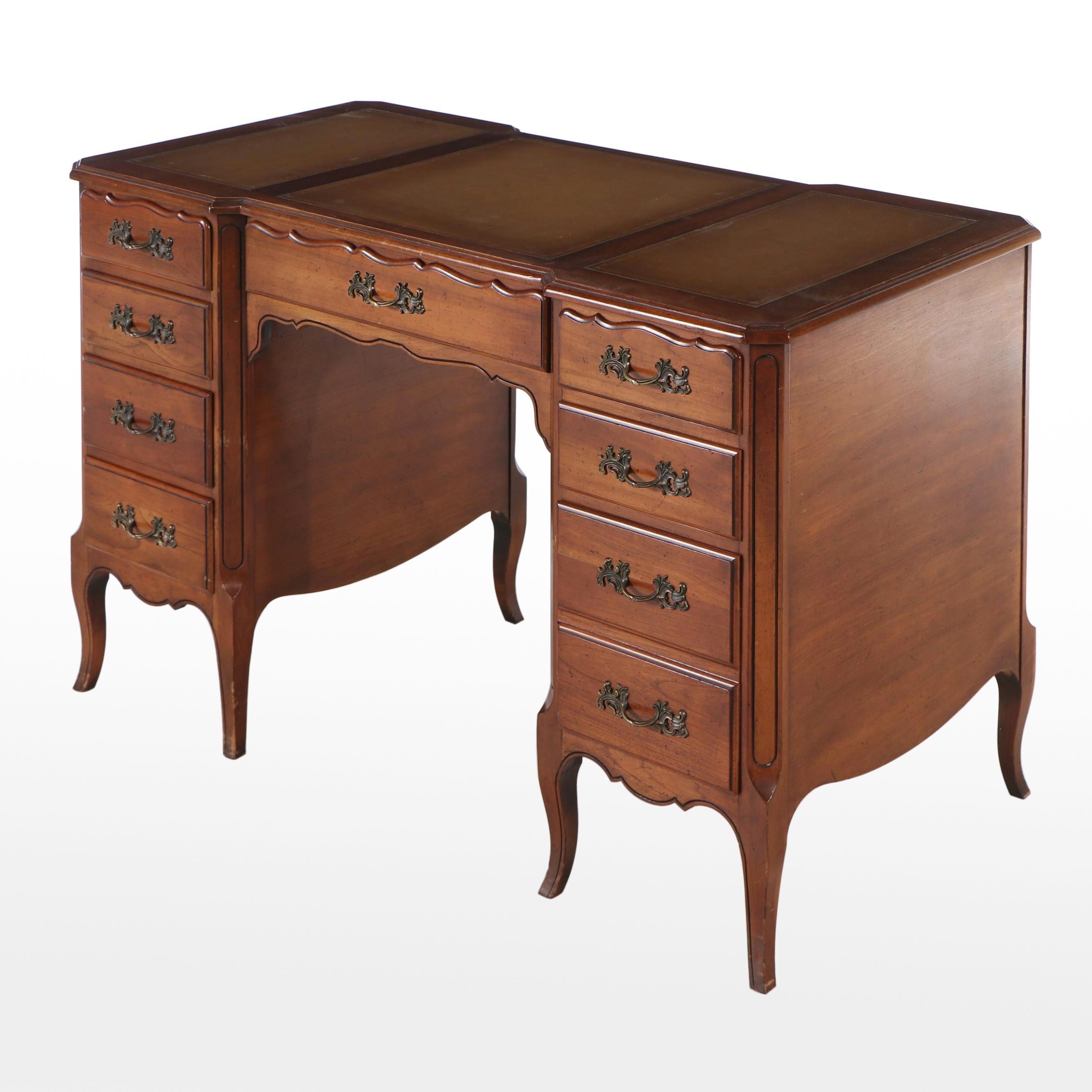 Townsend Mfg Co. French Provincial Leather Top Mahogany Desk