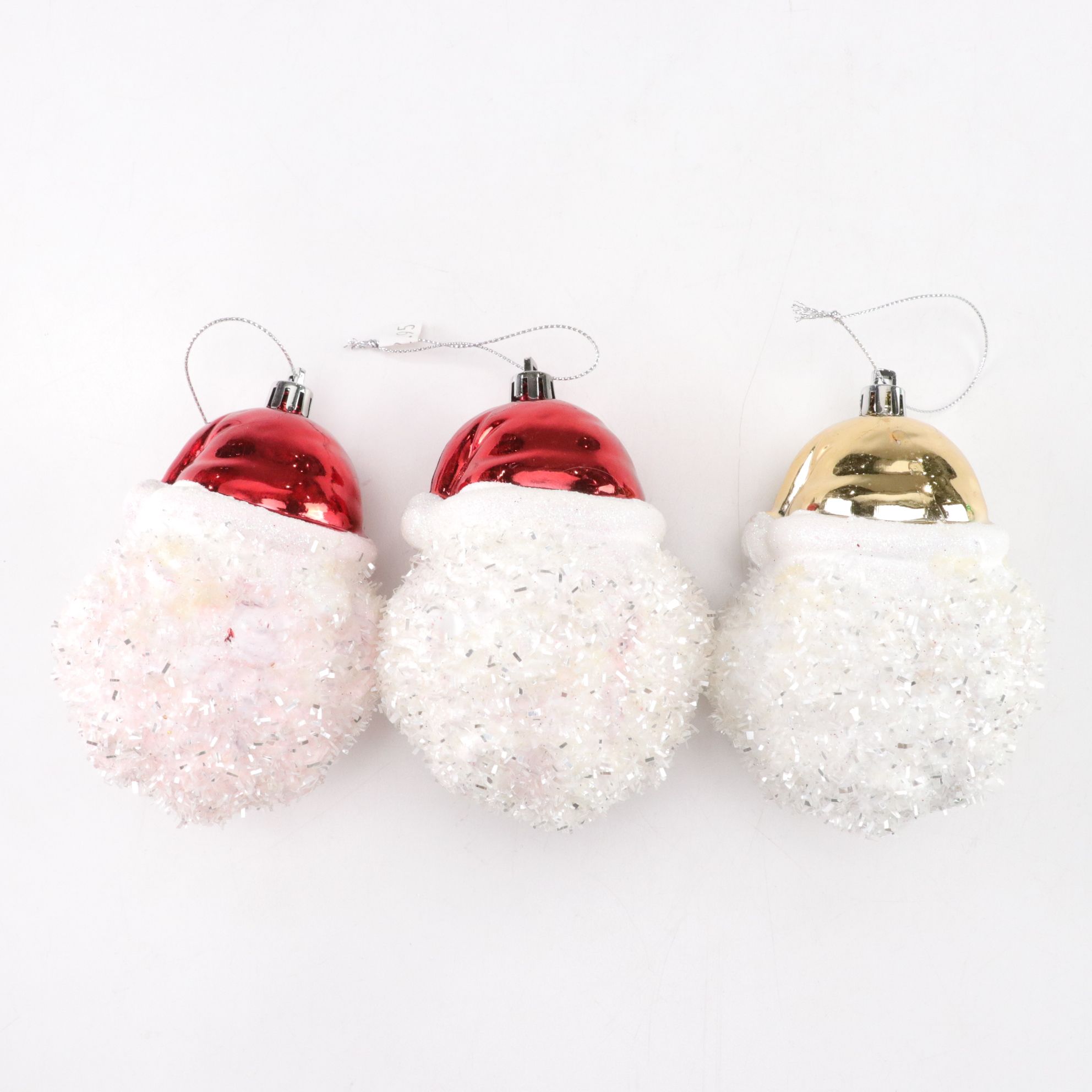 Glitter and Hand-Blown Glass Santa Claus and Snowman Ornaments in Collection