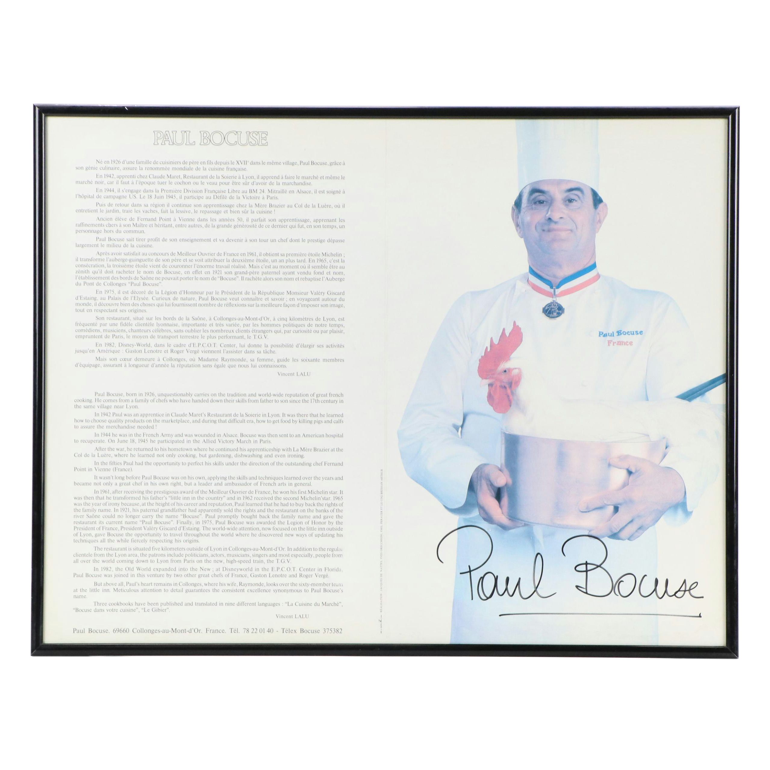Autographed Menu from Restaurant Paul Bocuse, 1986