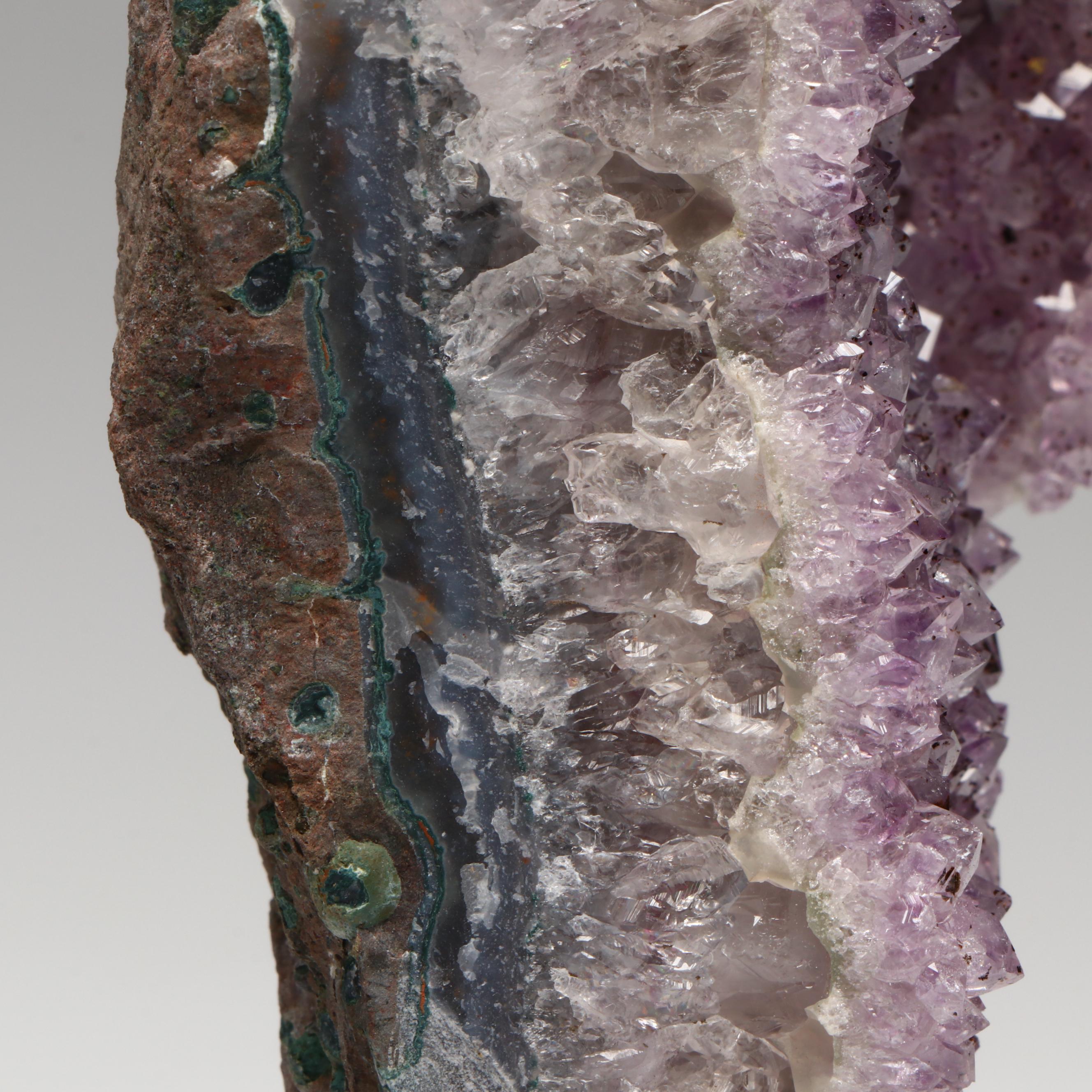 Amethyst Geode and Quartz on Metal Presentation Stands