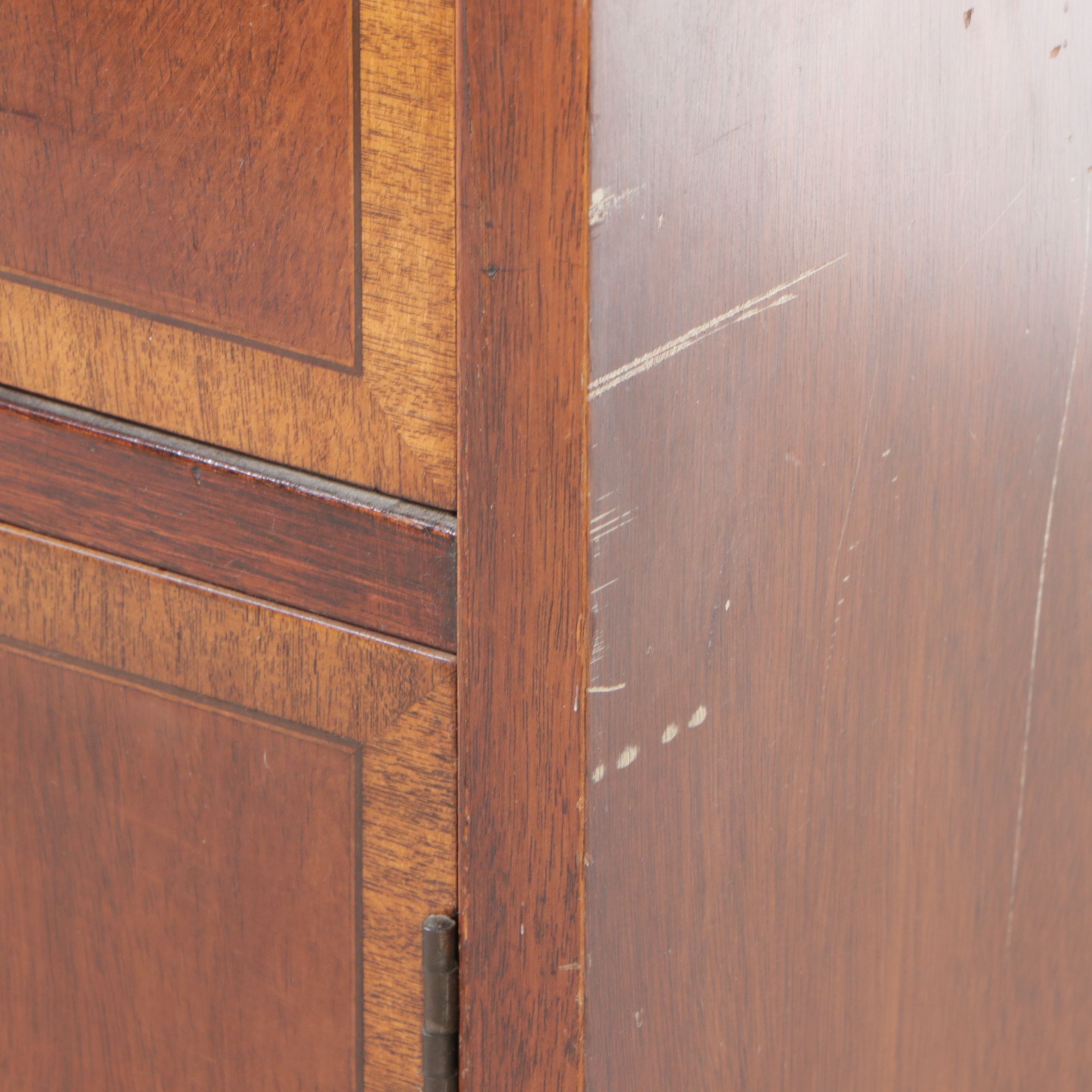 Johnson Furniture Co. Federal Style Mahogany Breakfront China Cabinet