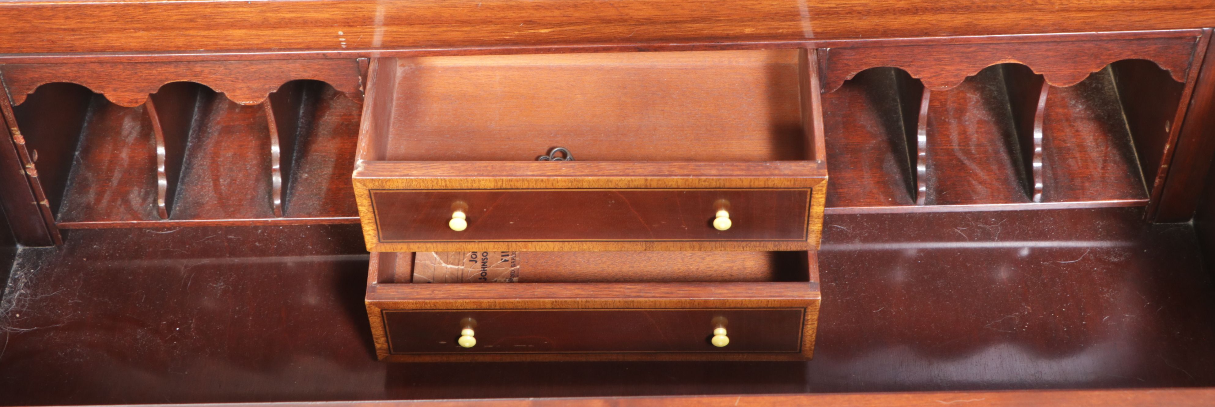 Johnson Furniture Co. Federal Style Mahogany Breakfront China Cabinet