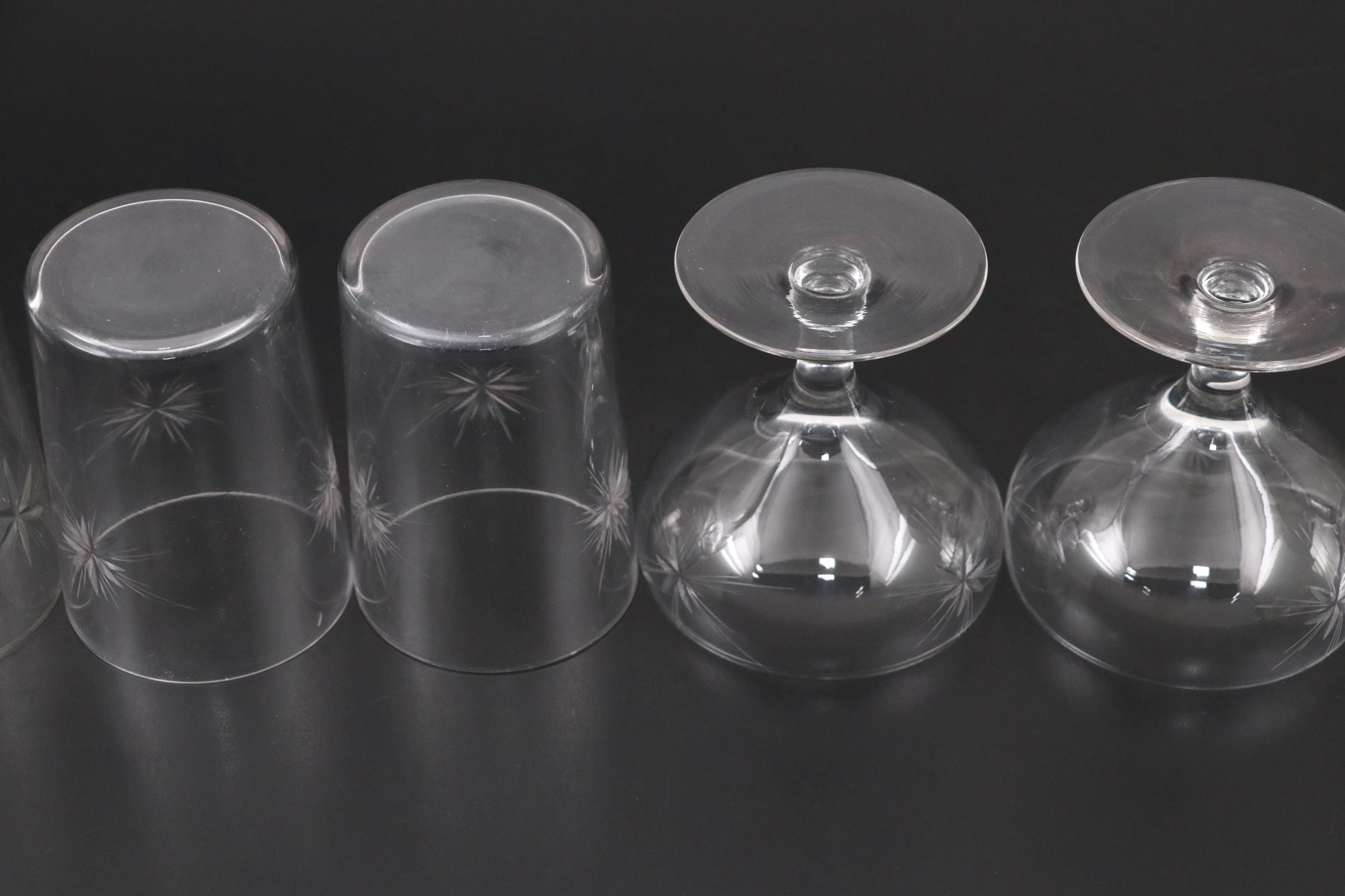 Fostoria "Sunburst" Glass Sherbet Bowls and More Glassware, Early 20th C.