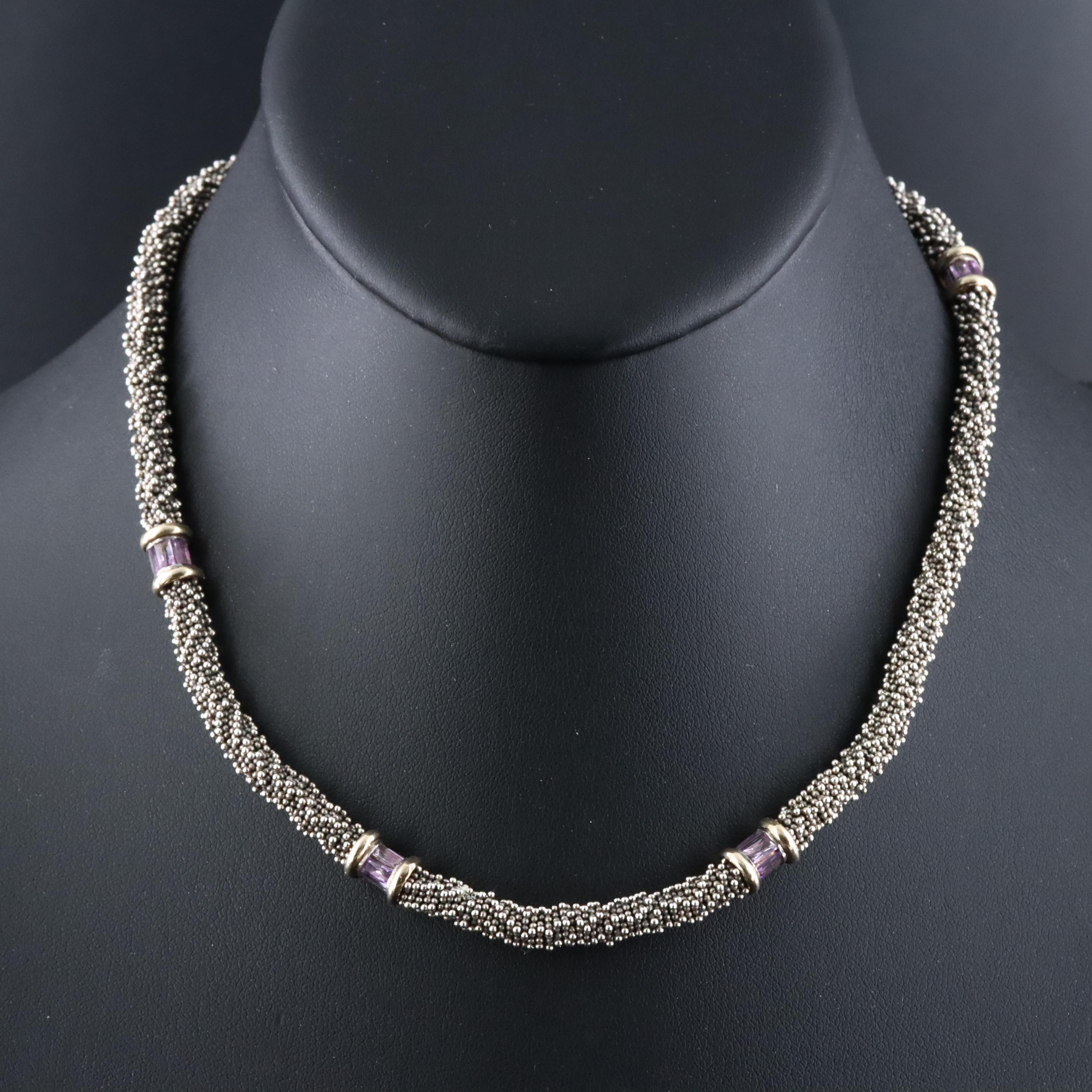 Sterling Amethyst Necklace with 14K Accents
