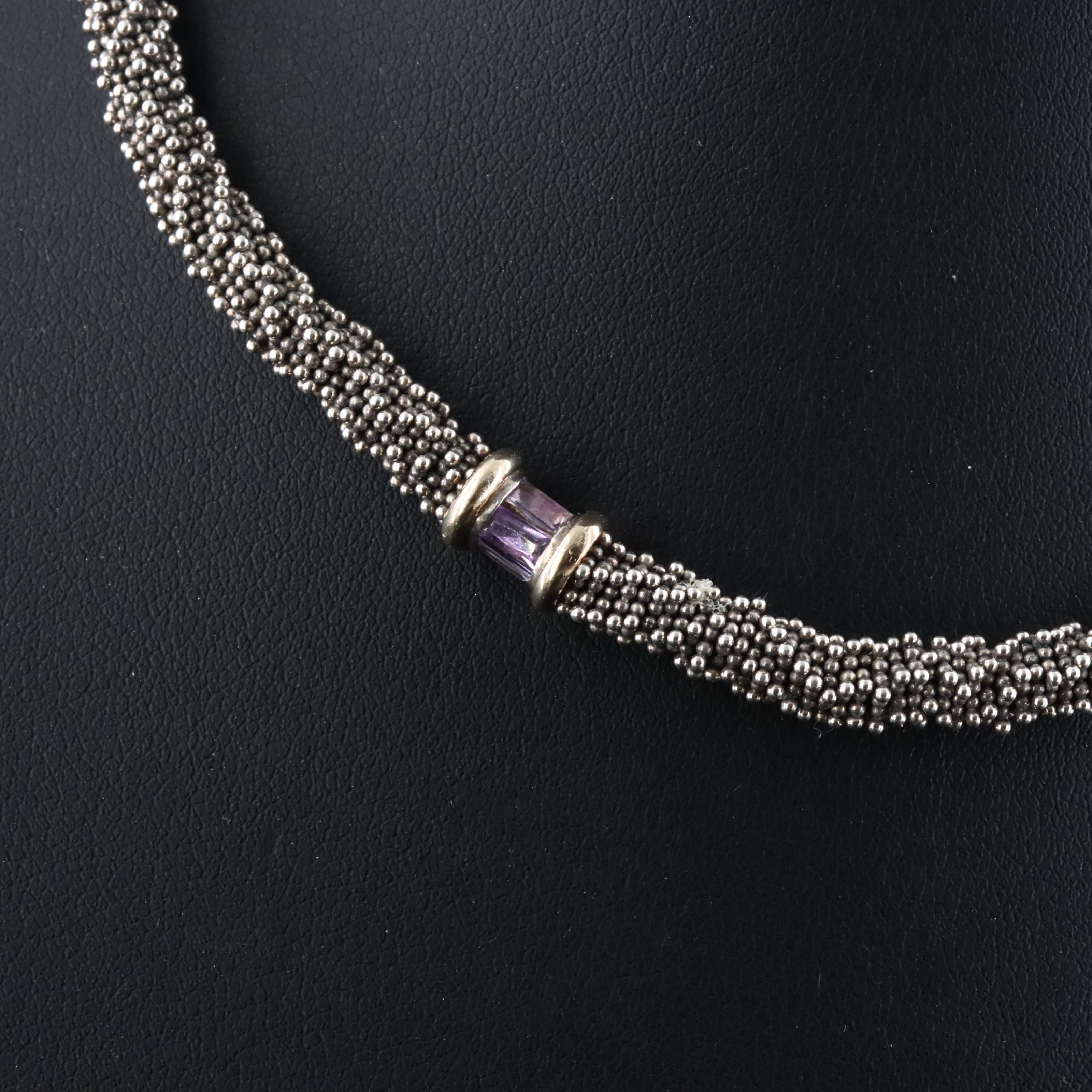 Sterling Amethyst Necklace with 14K Accents