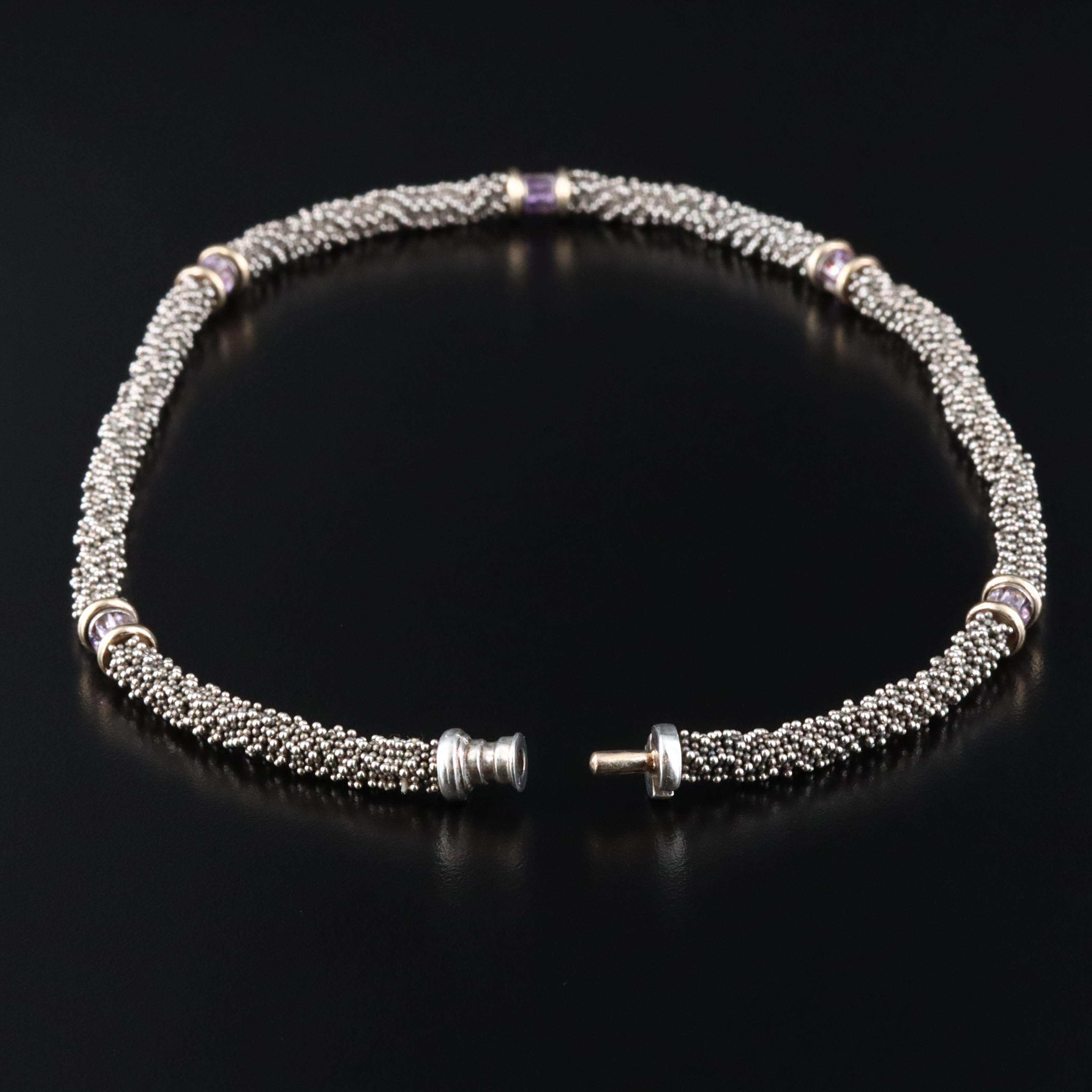 Sterling Amethyst Necklace with 14K Accents