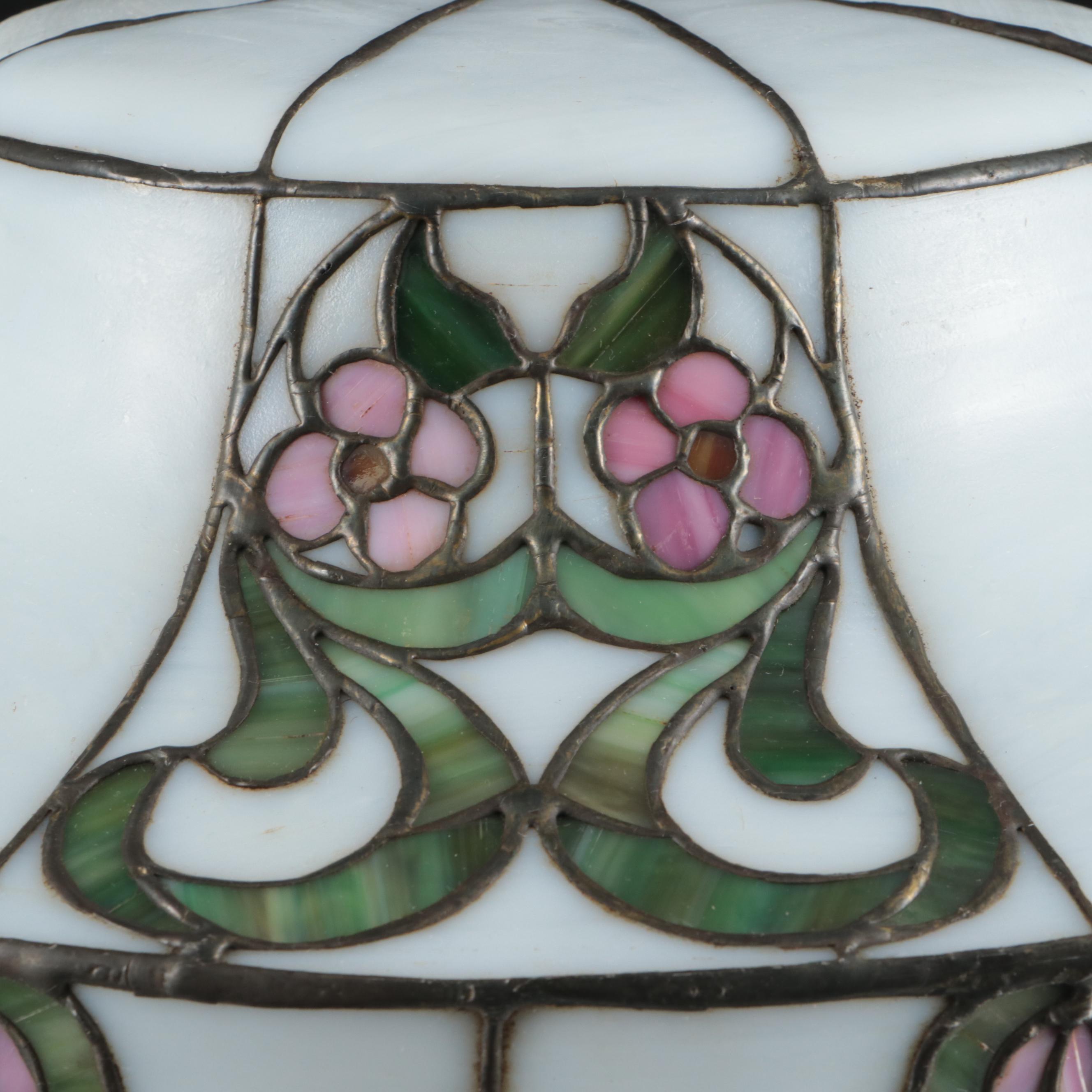 Art Nouveau Style Floral Slag Glass Pendant Light, 20th Century