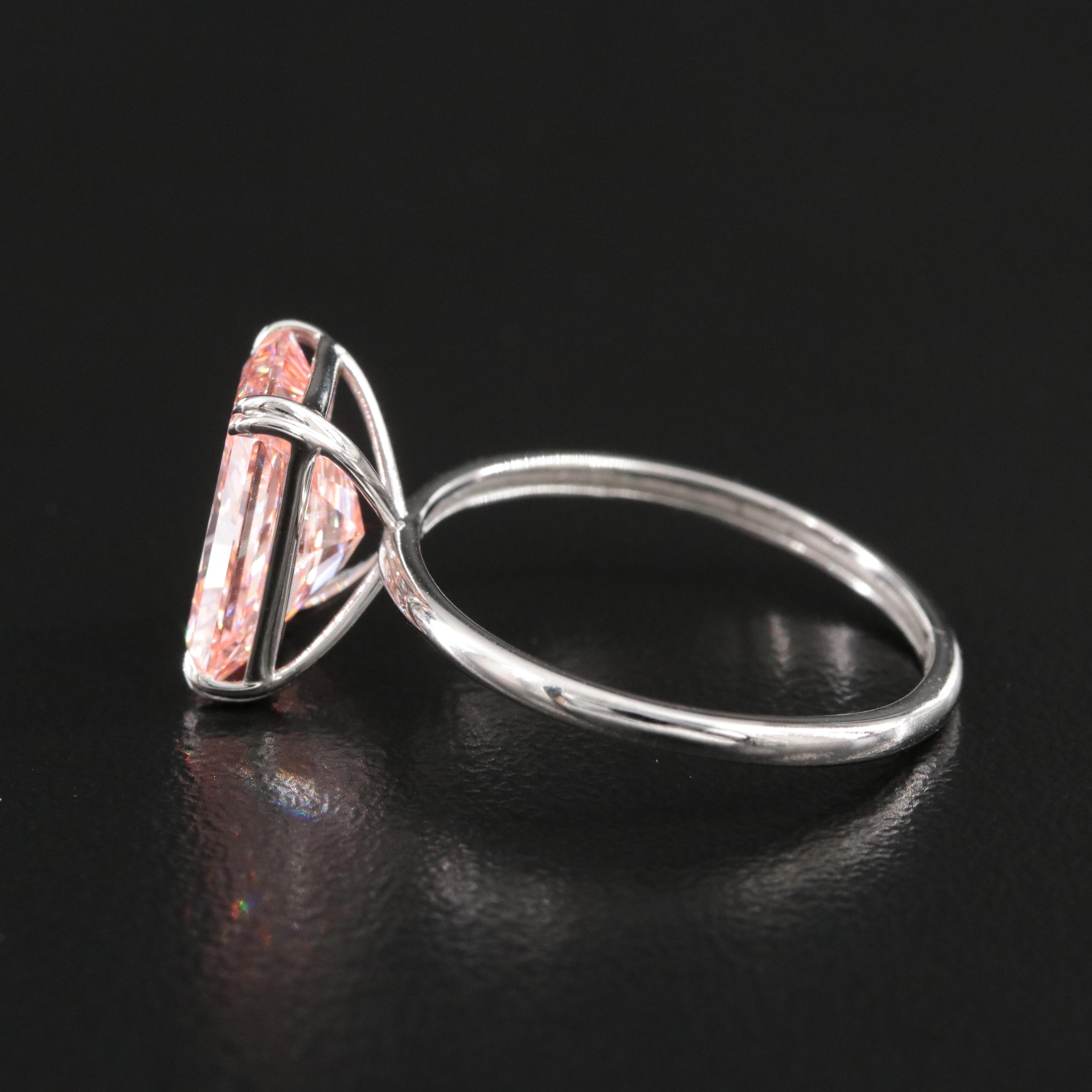 Platinum 3.30 CT Lab Grown Fancy Pink Diamond Solitaire Ring with IGI Report