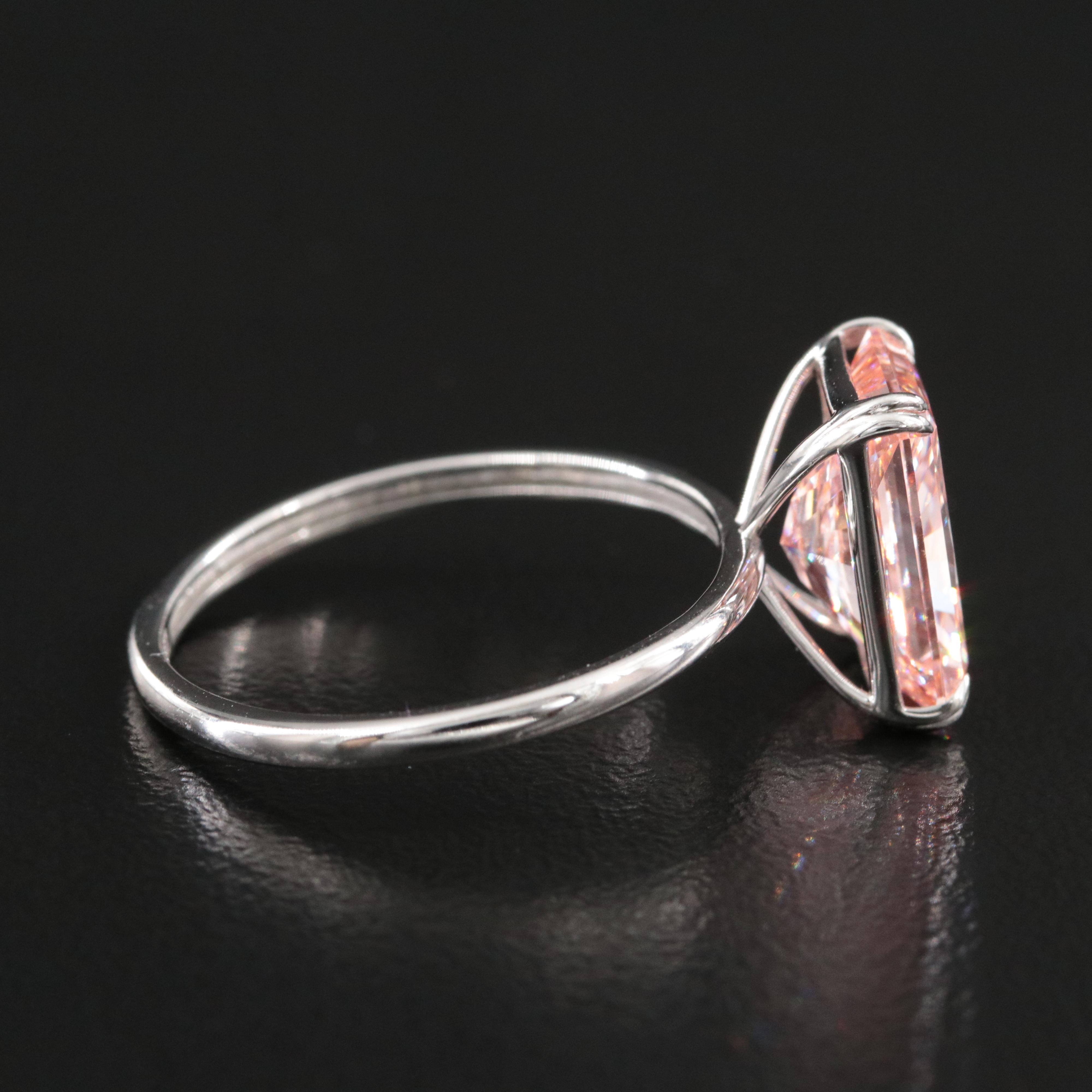 Platinum 3.30 CT Lab Grown Fancy Pink Diamond Solitaire Ring with IGI Report