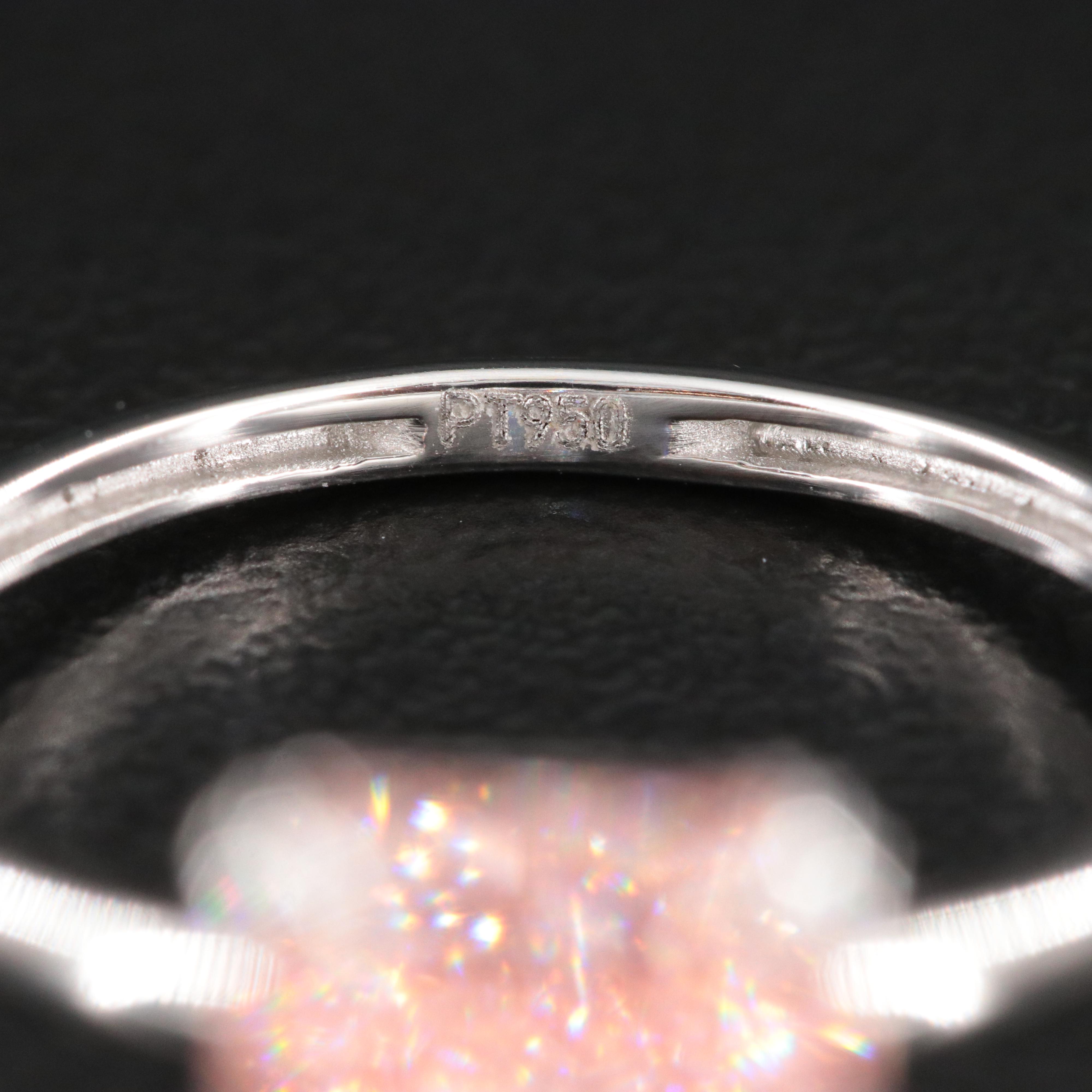 Platinum 3.30 CT Lab Grown Fancy Pink Diamond Solitaire Ring with IGI Report