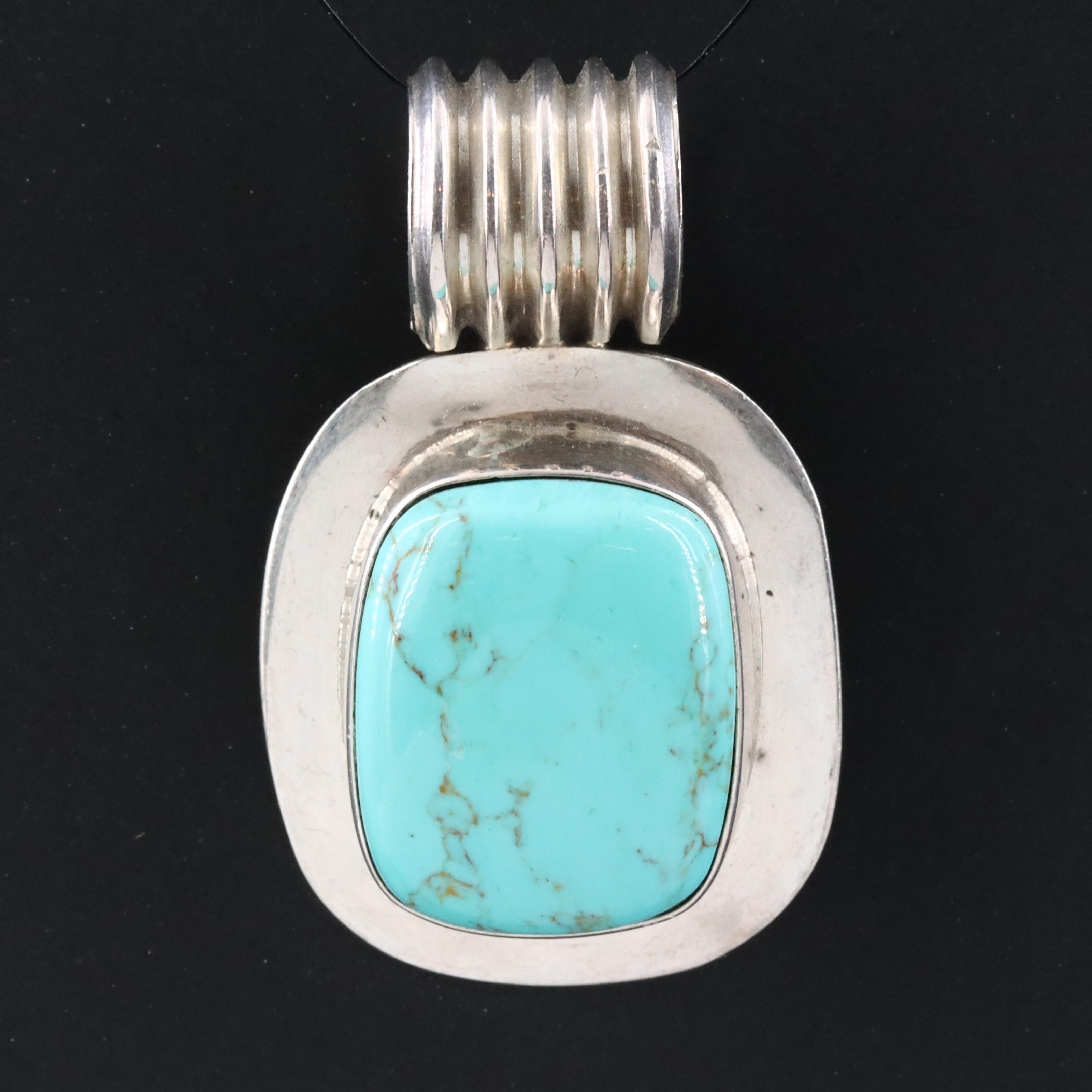Mexican Sterling Turquoise Slide Pendant