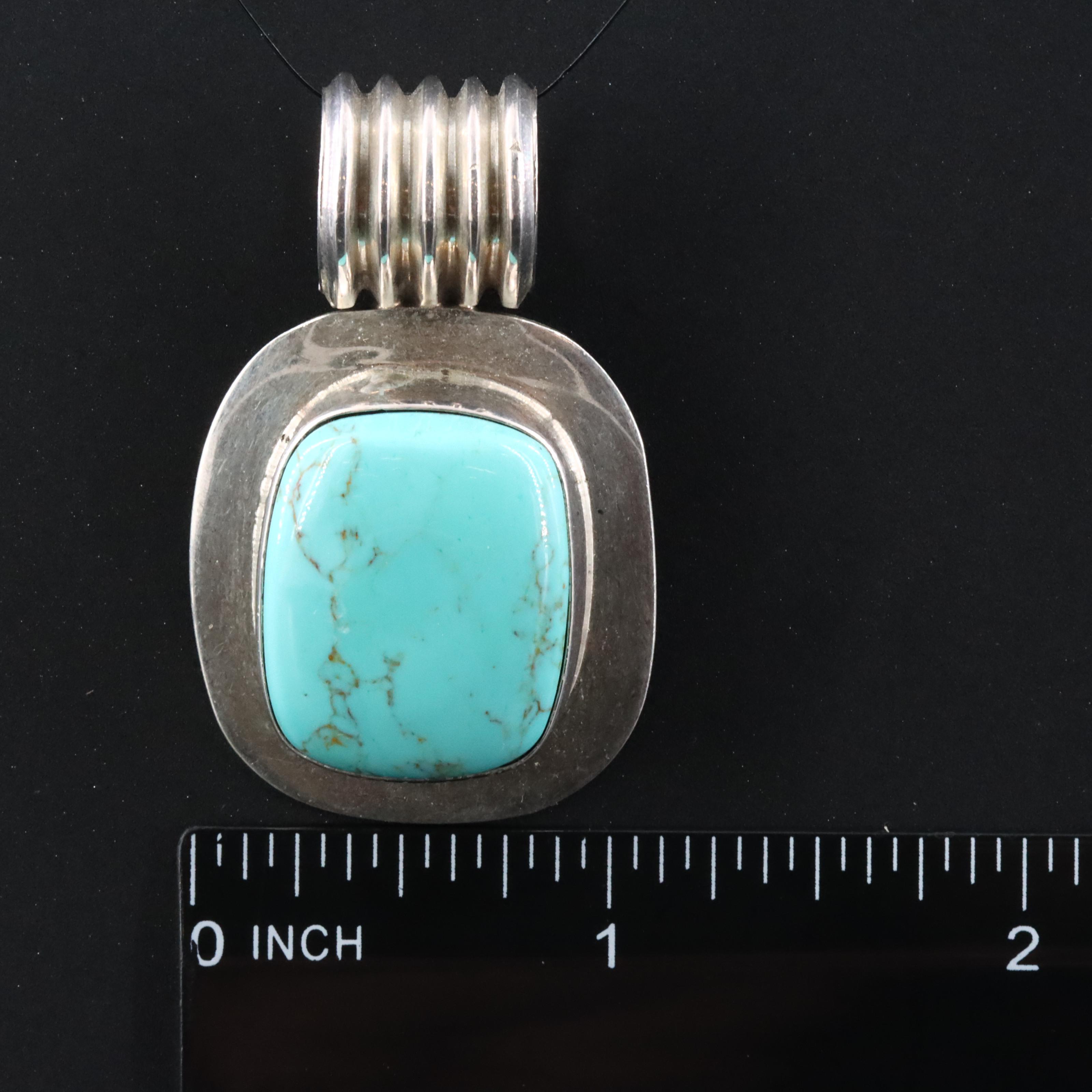 Mexican Sterling Turquoise Slide Pendant