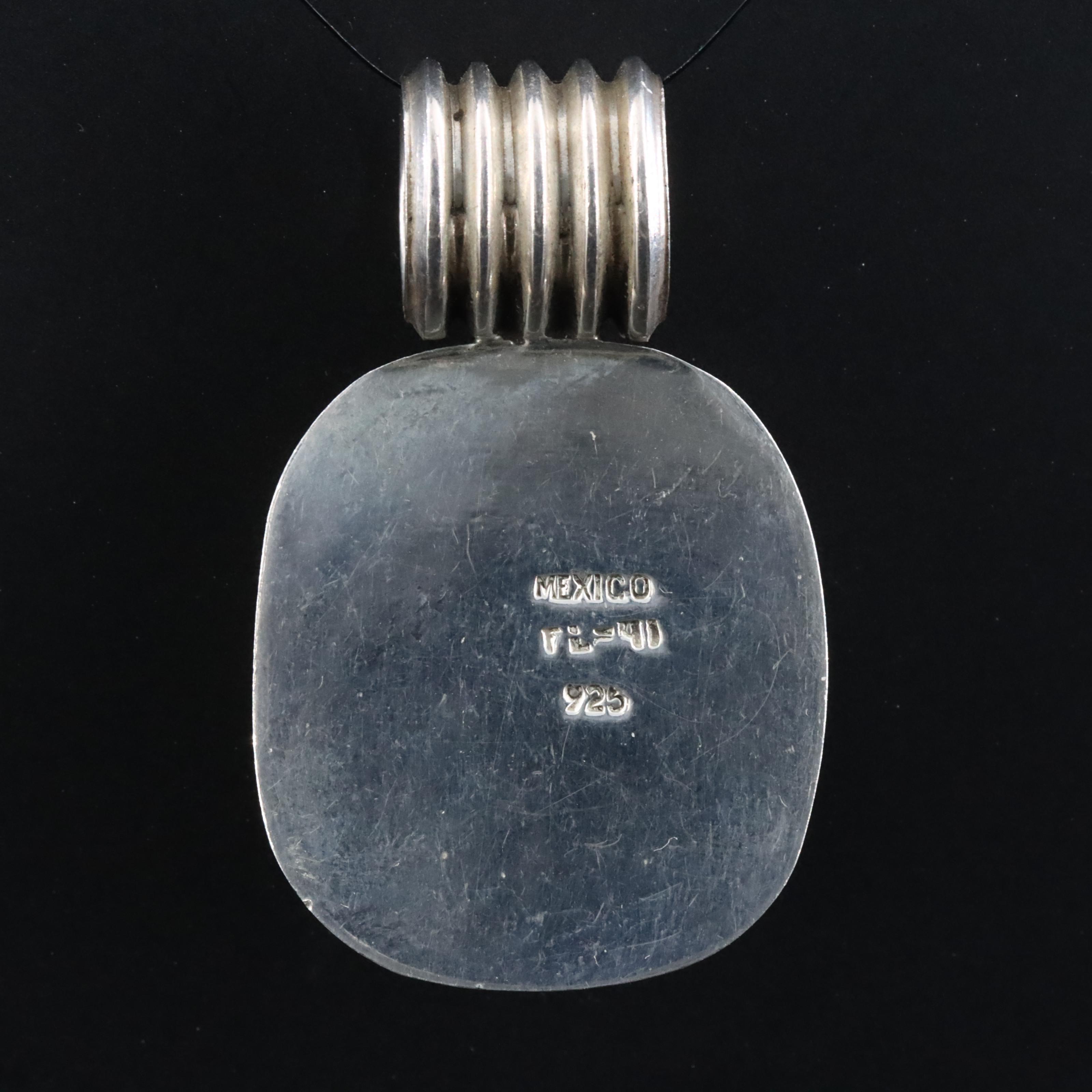 Mexican Sterling Turquoise Slide Pendant