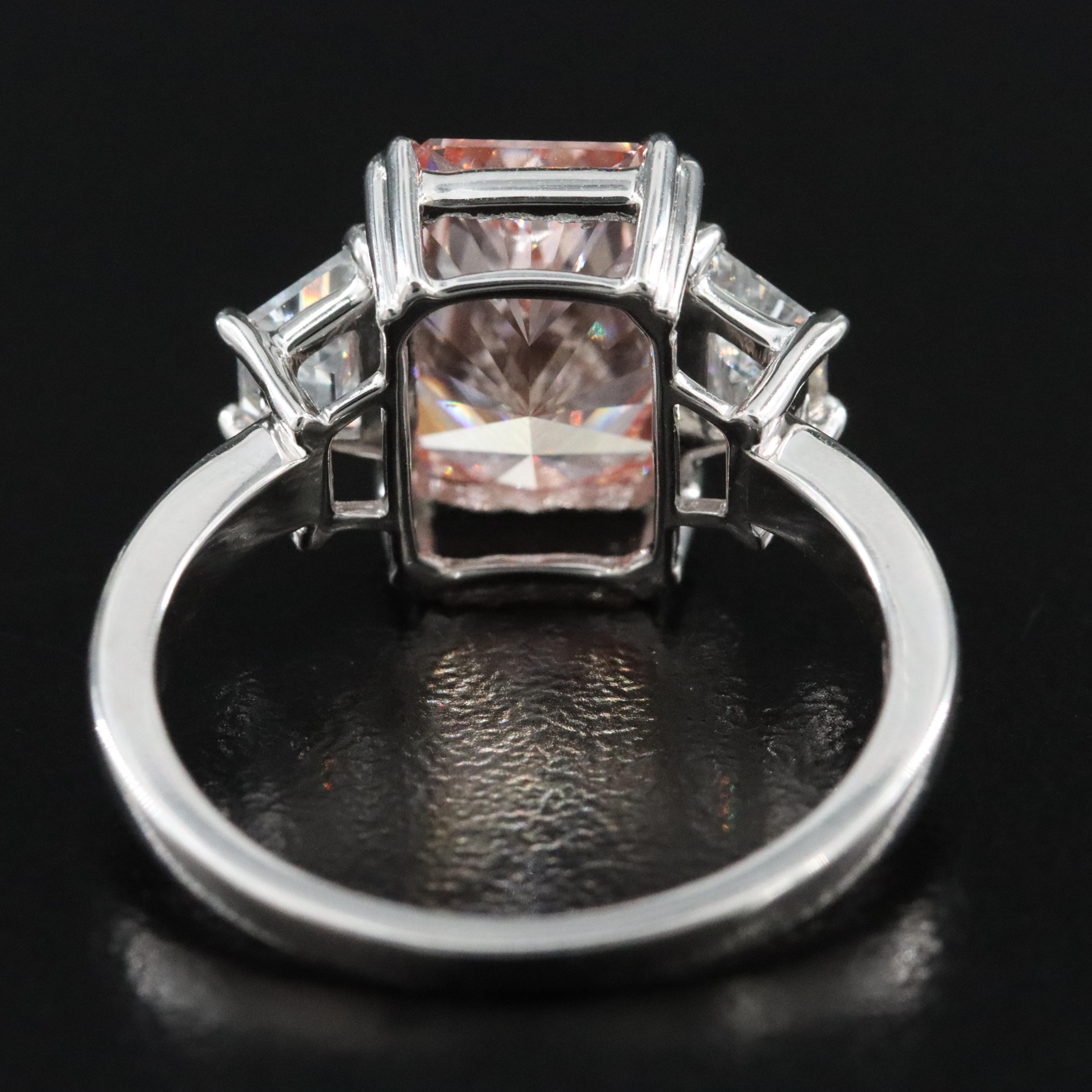 14K 3.86 CTW Lab Grown Diamond Ring with Fancy Pink Center and IGI Report