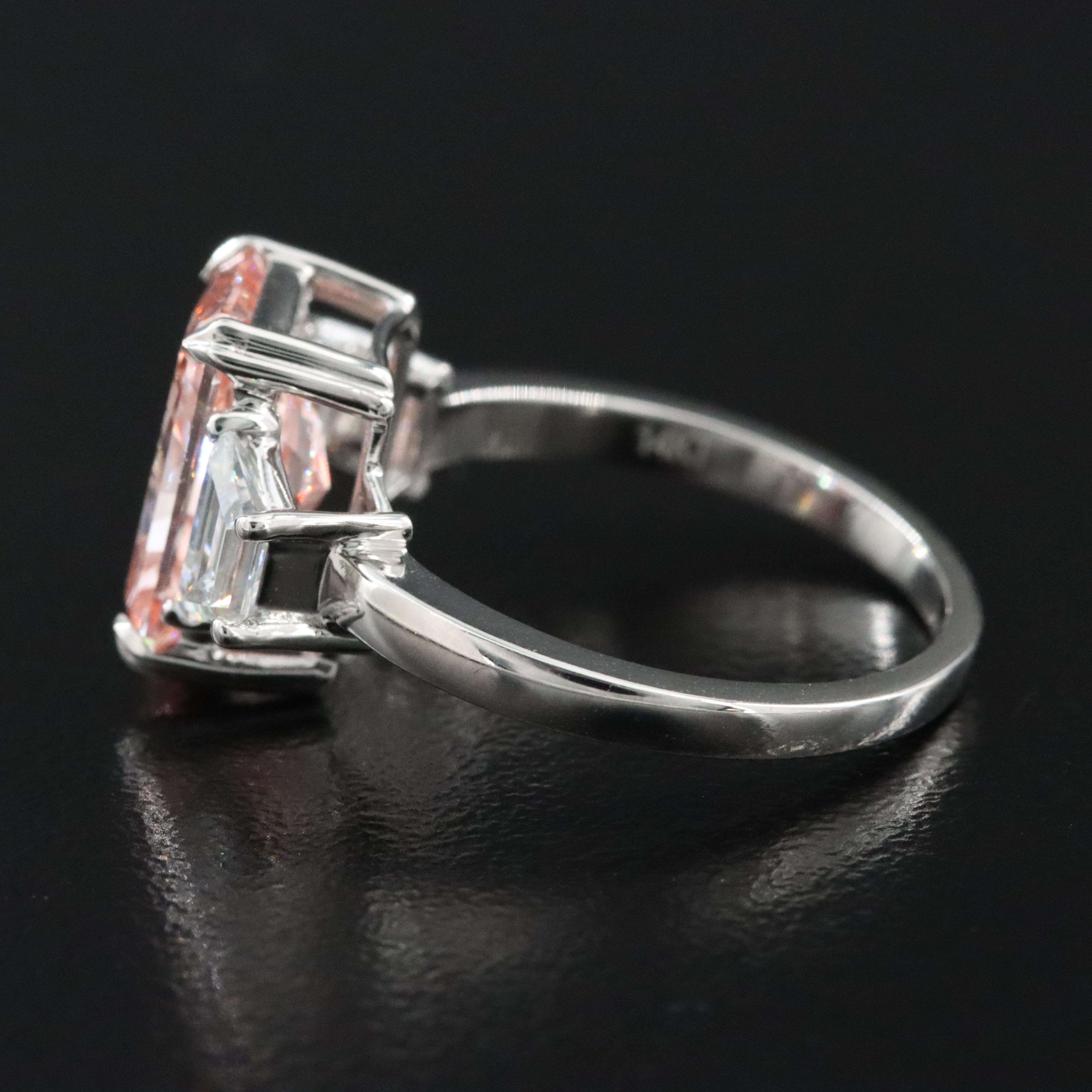 14K 3.86 CTW Lab Grown Diamond Ring with Fancy Pink Center and IGI Report