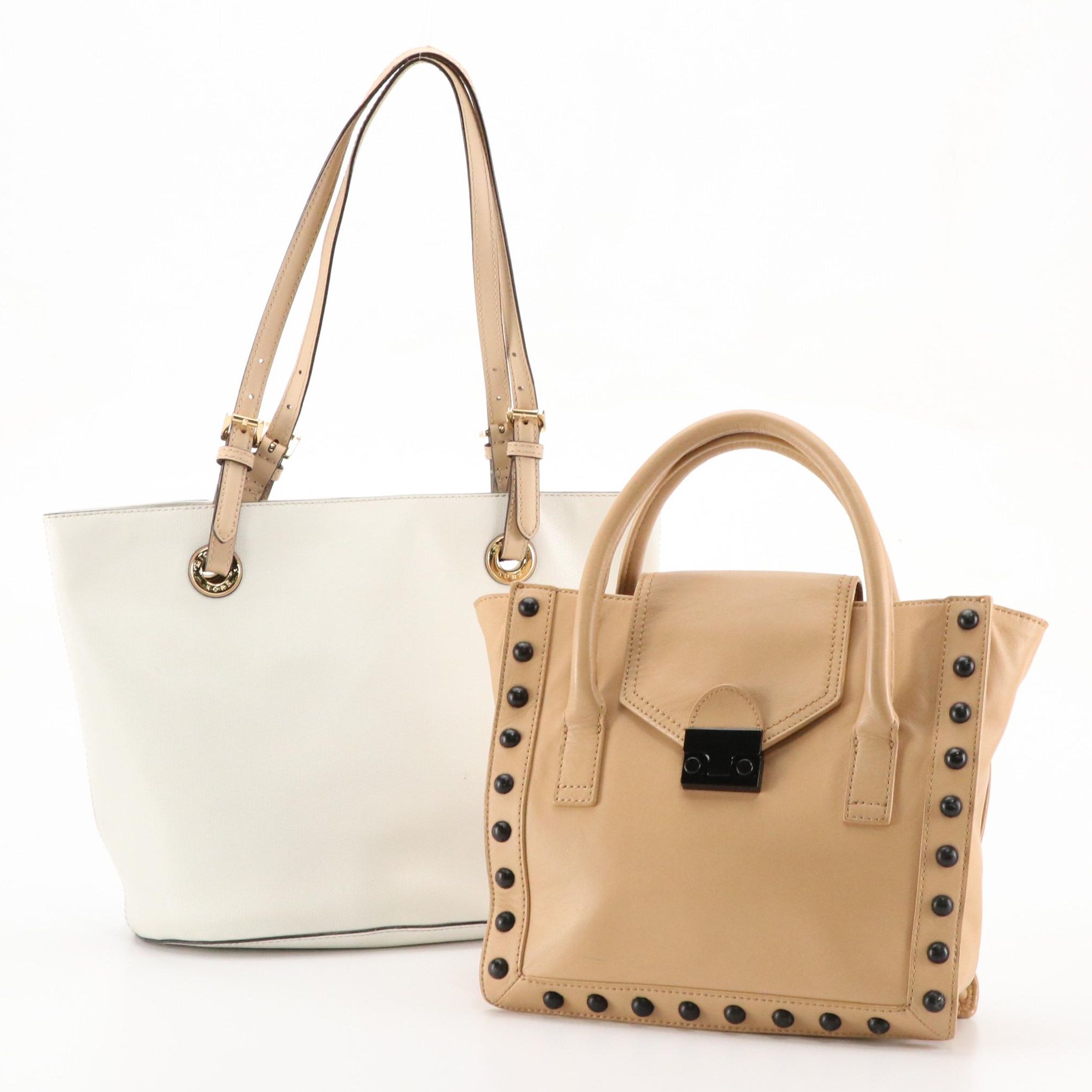 Loeffler Randall Beige Leather Junior Two Way Work Tote, Michael Kors Bucket Bag