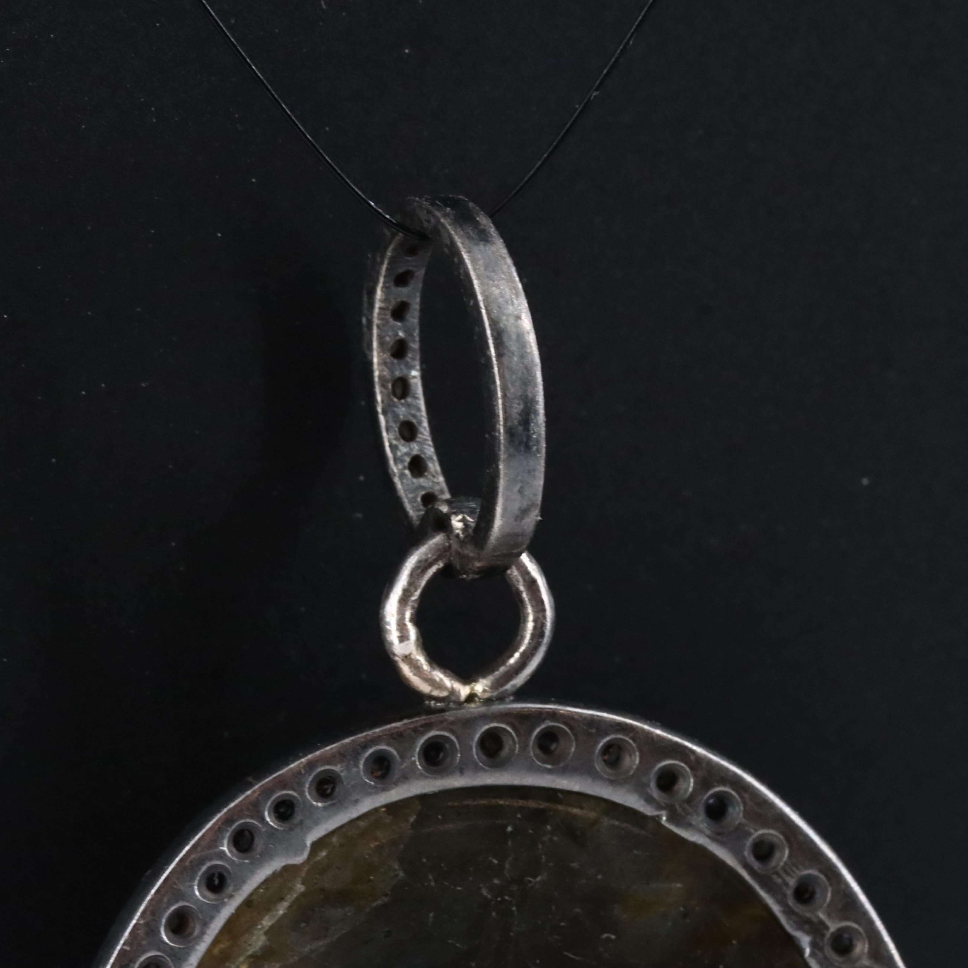 Sterling Labradorite and Diamond Ganesha Pendant Attributed to Sheryl Lowe