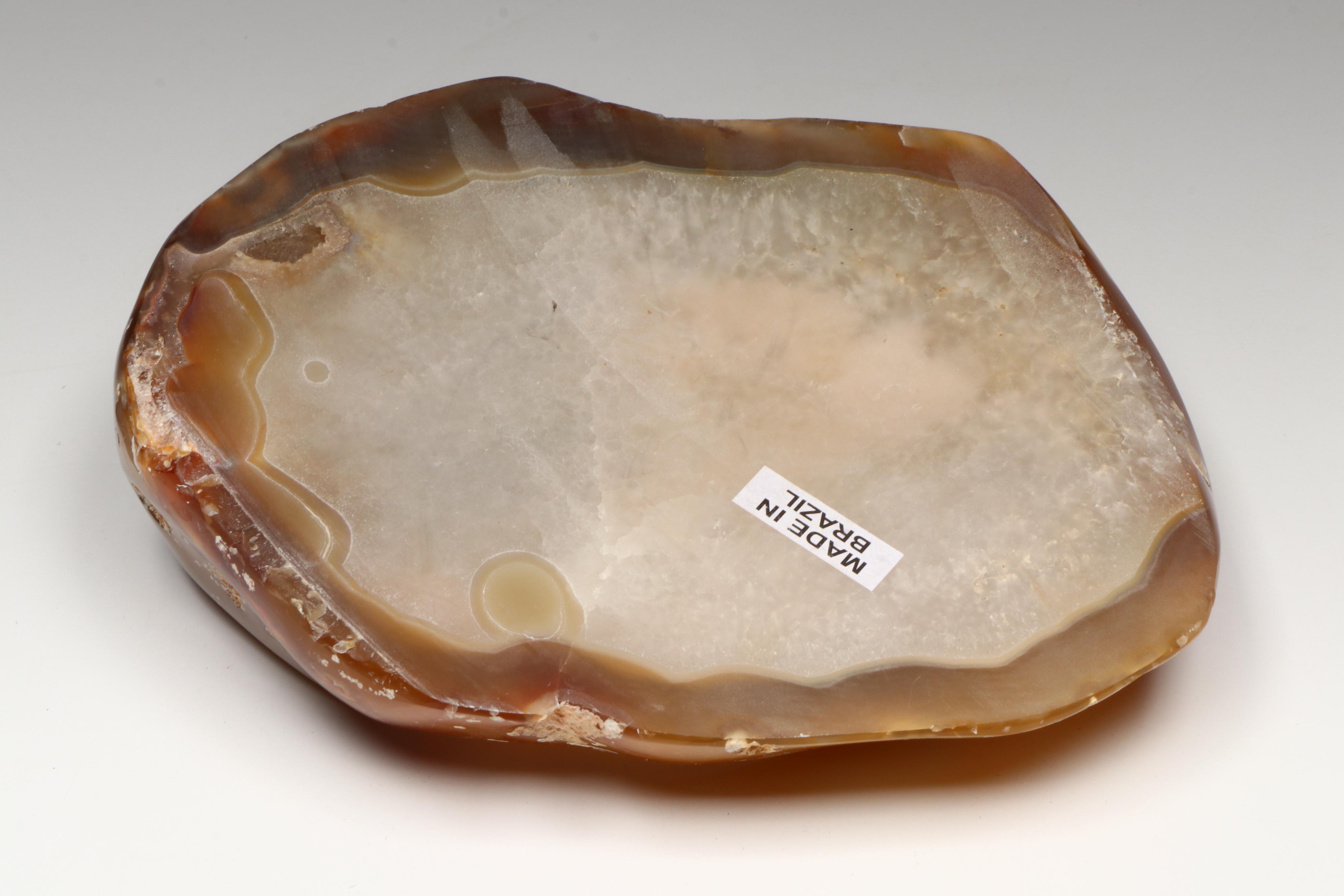 Carved Selenite Heart Bowl with Agate Bowl