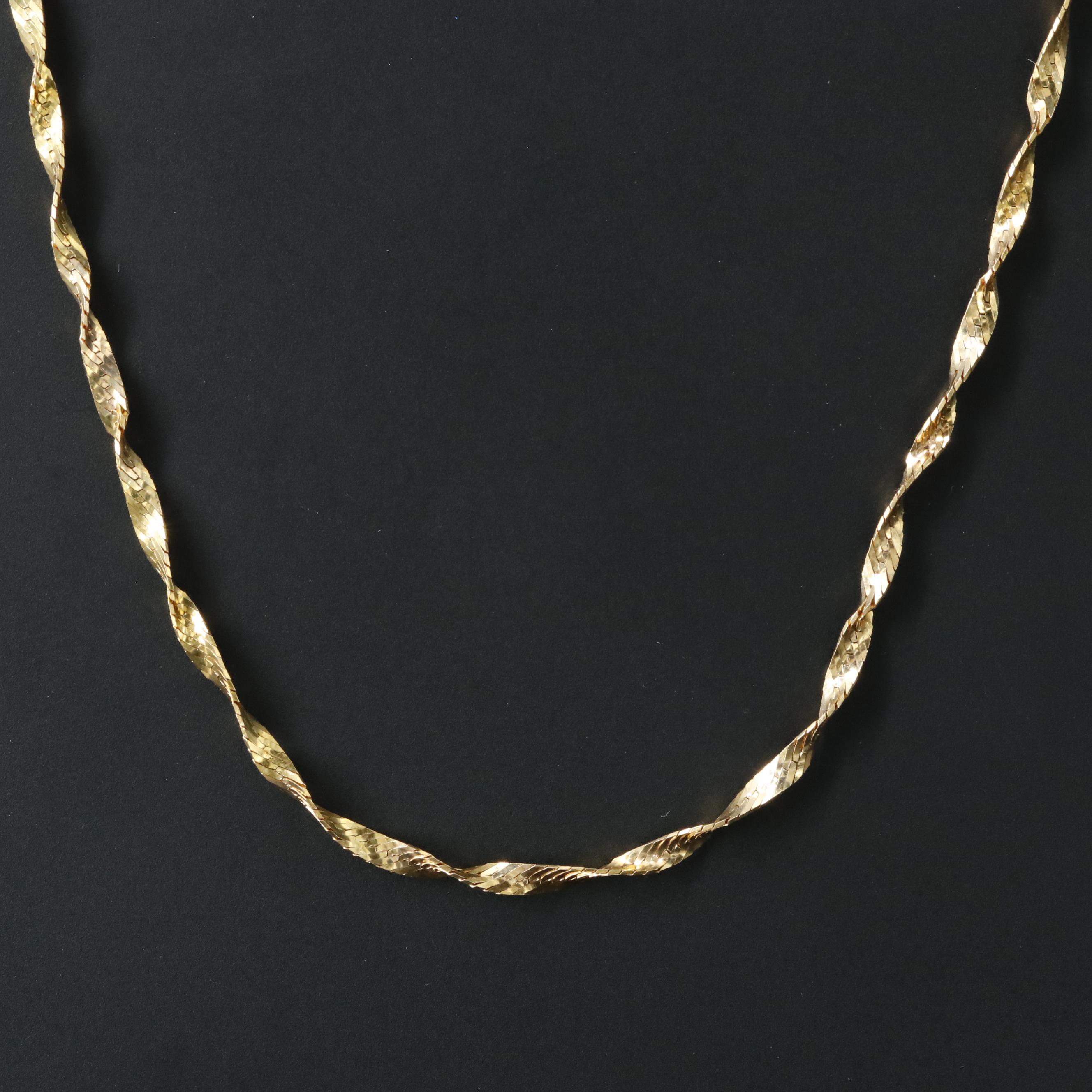 14K Twisted Herringbone Chain Necklace