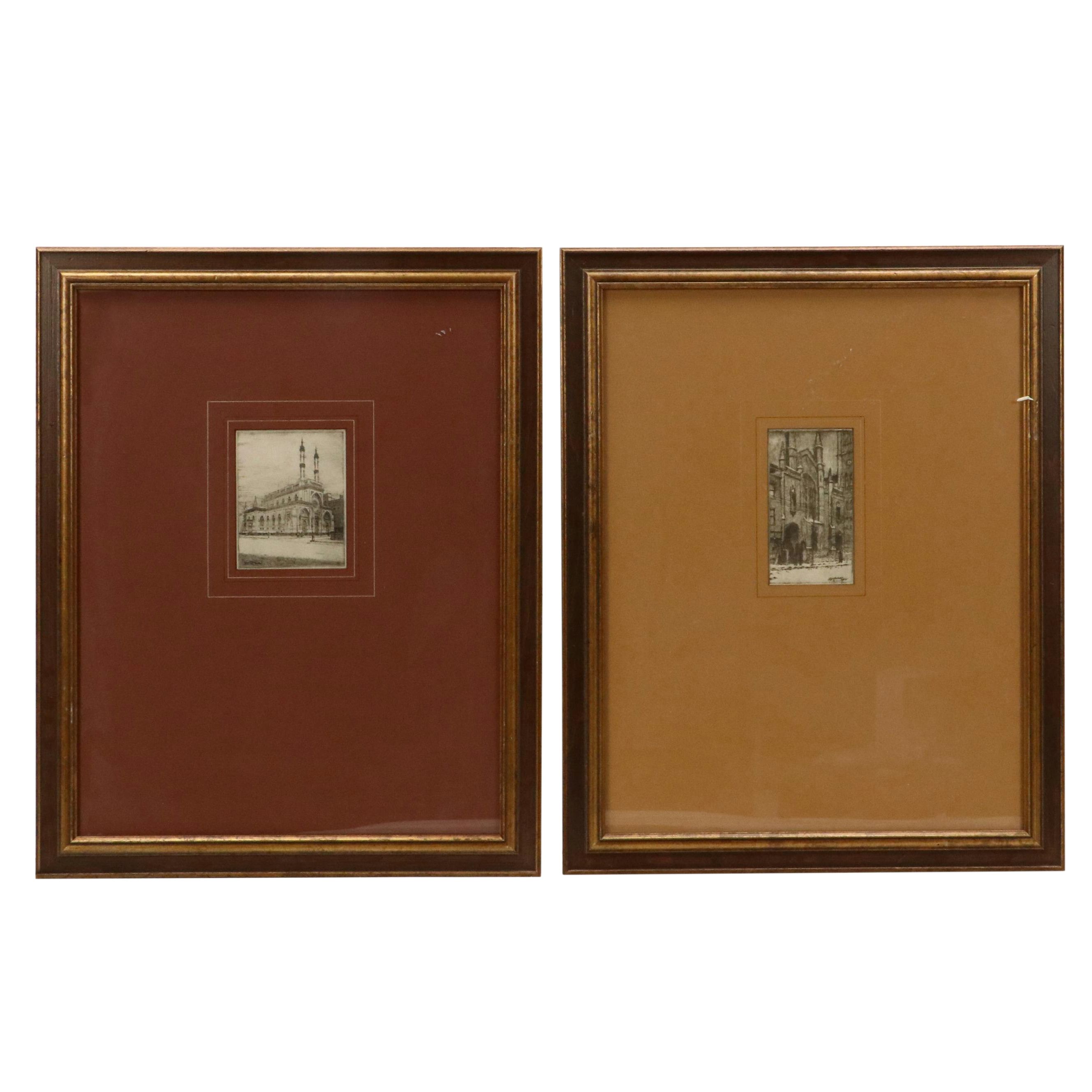 Collection of Halftone Prints After Edward Timothy Hurley Etchings