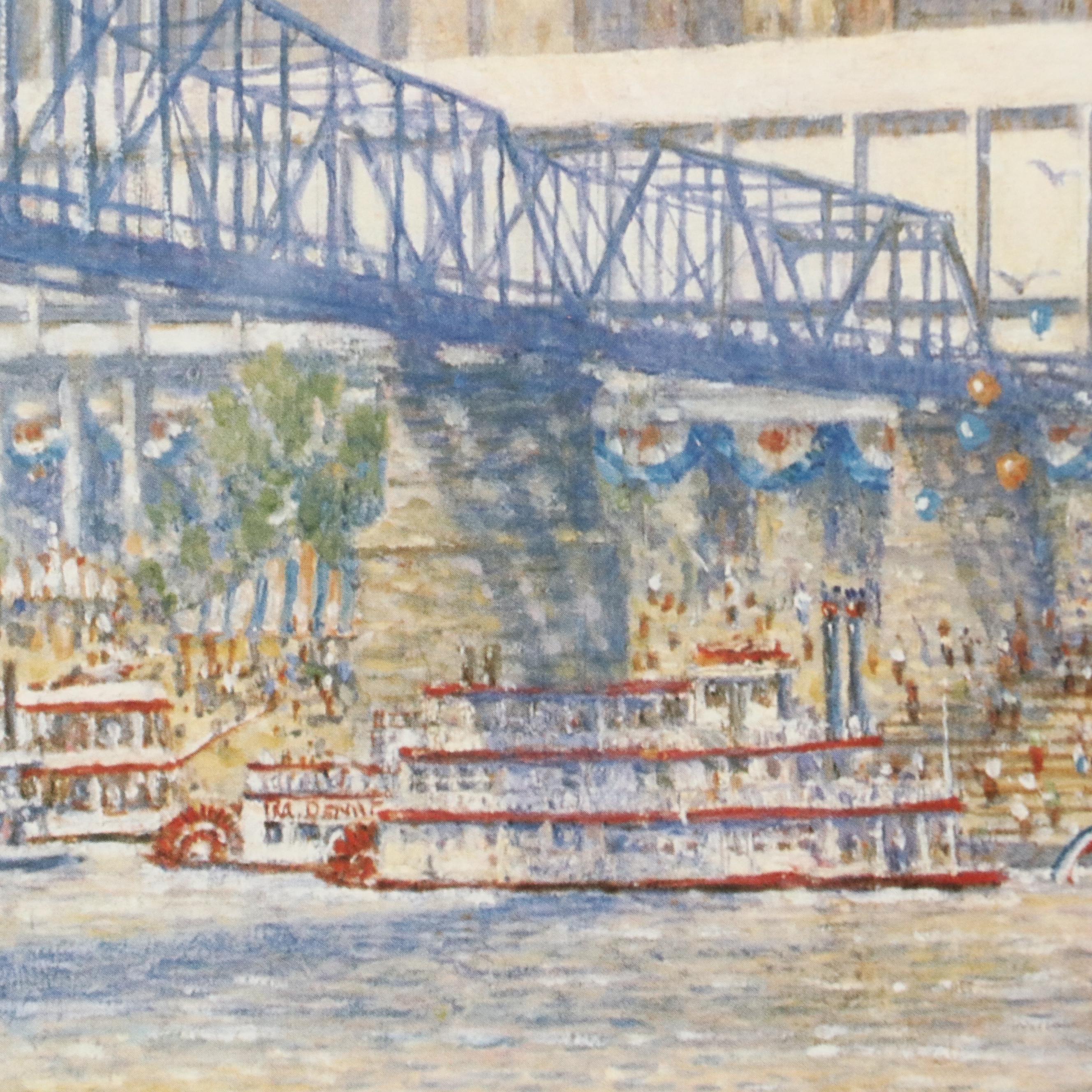 Frank McElwain Offset Lithograph "Cincinnati Bicentennial" with Sketch, 1988