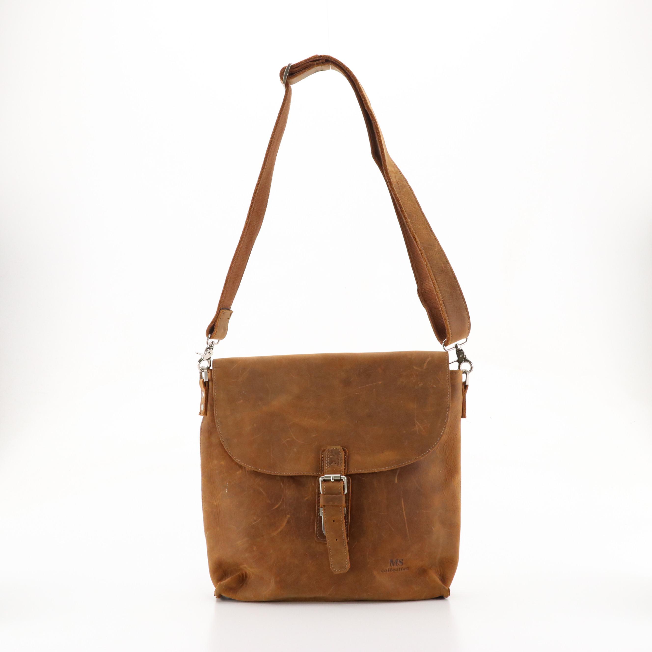 Massimi Brown Leather and Other Black Leather Crossbody Messenger Bags