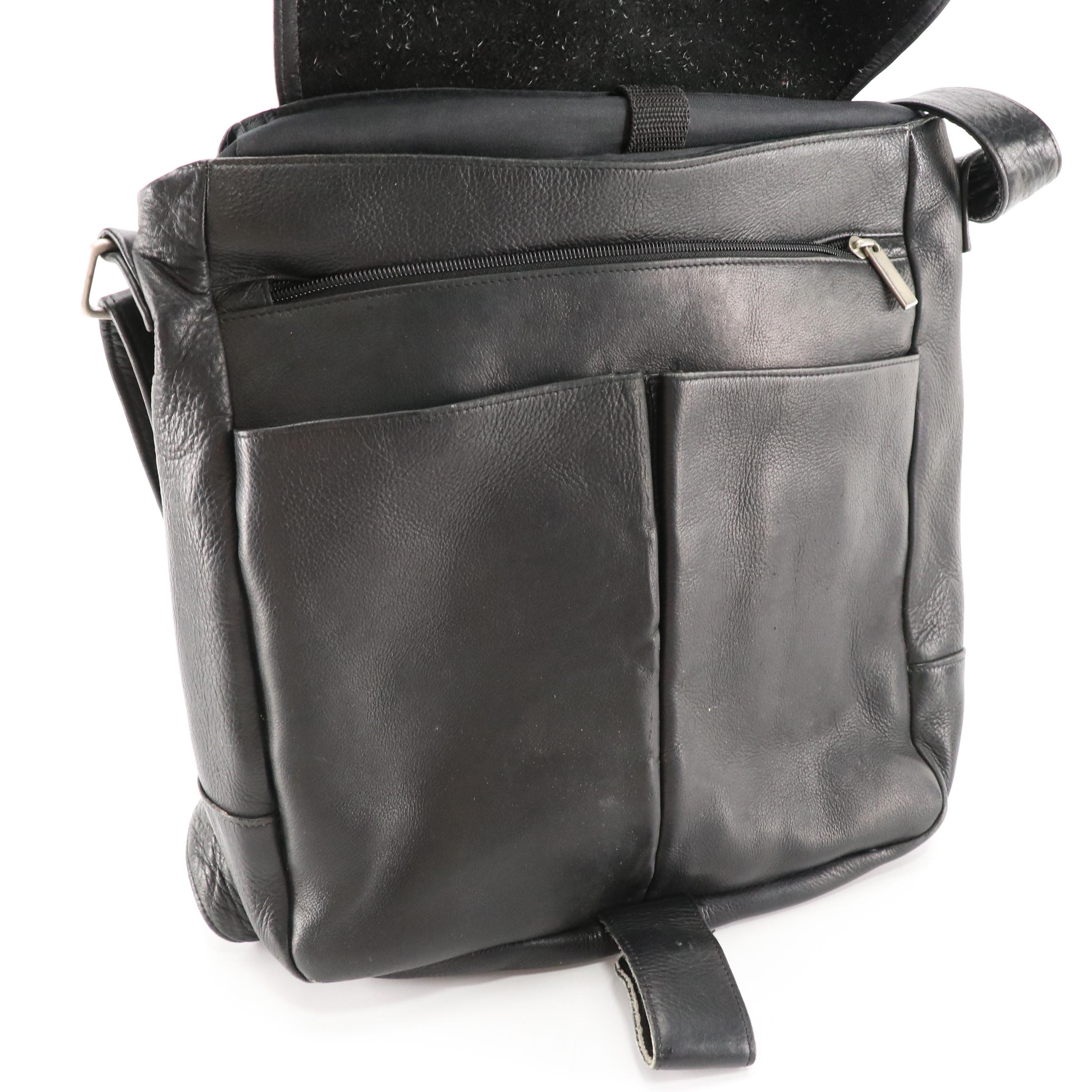 Massimi Brown Leather and Other Black Leather Crossbody Messenger Bags