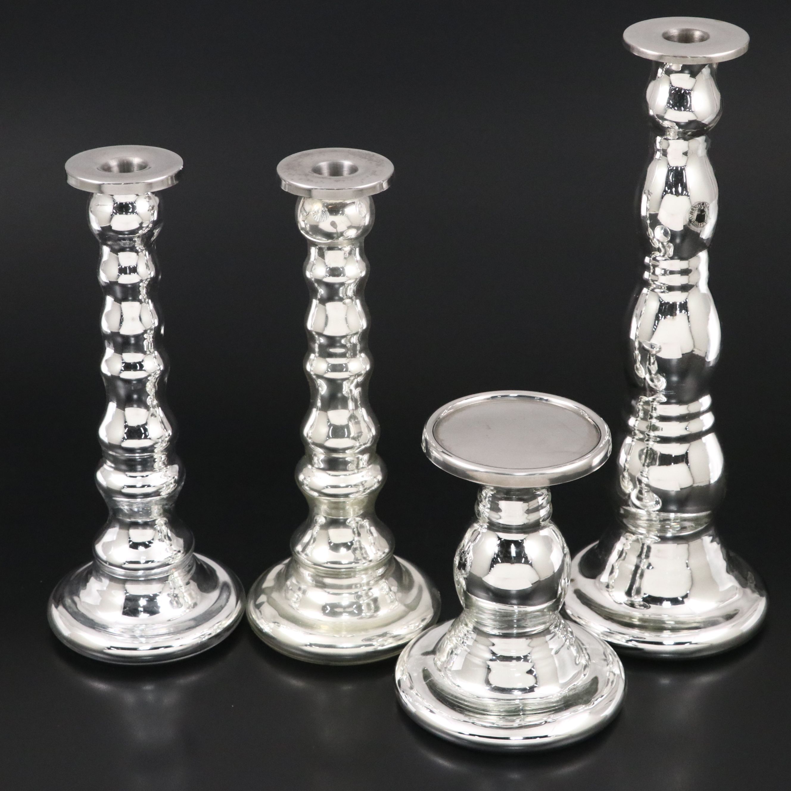 IKEA Silvered Glass Candlesticks