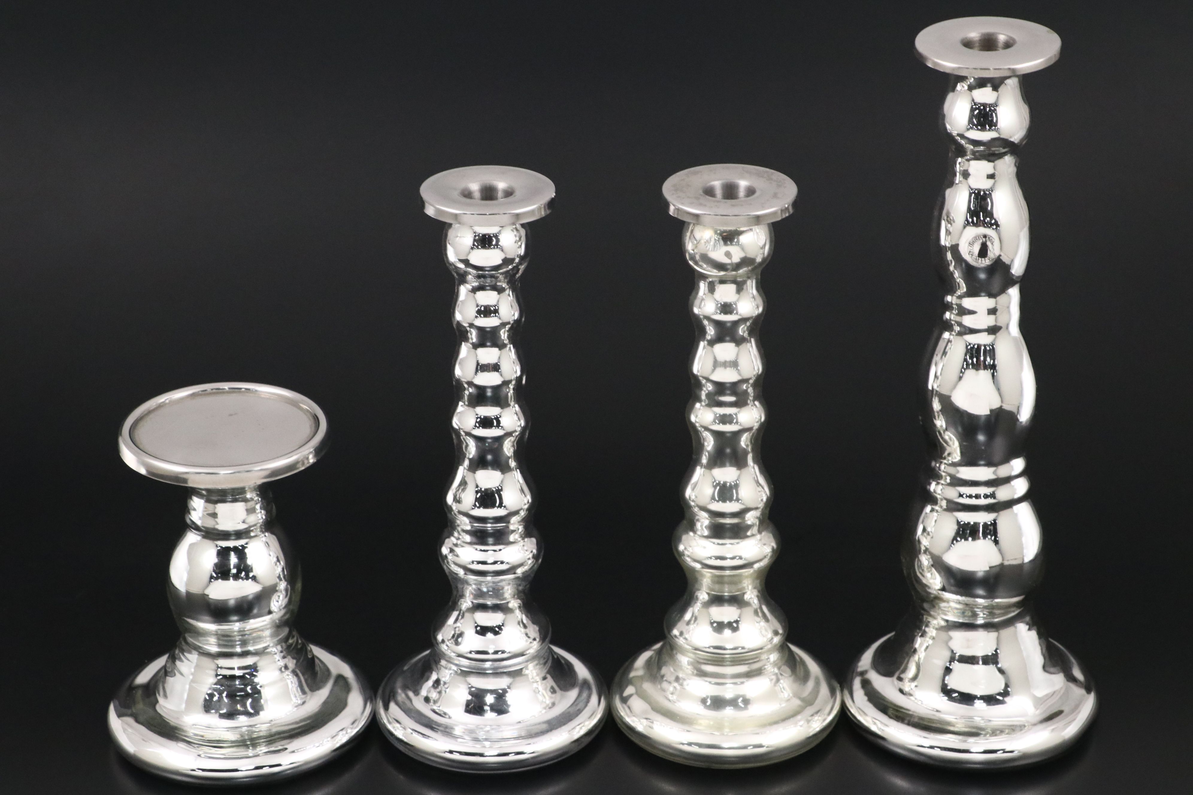 IKEA Silvered Glass Candlesticks