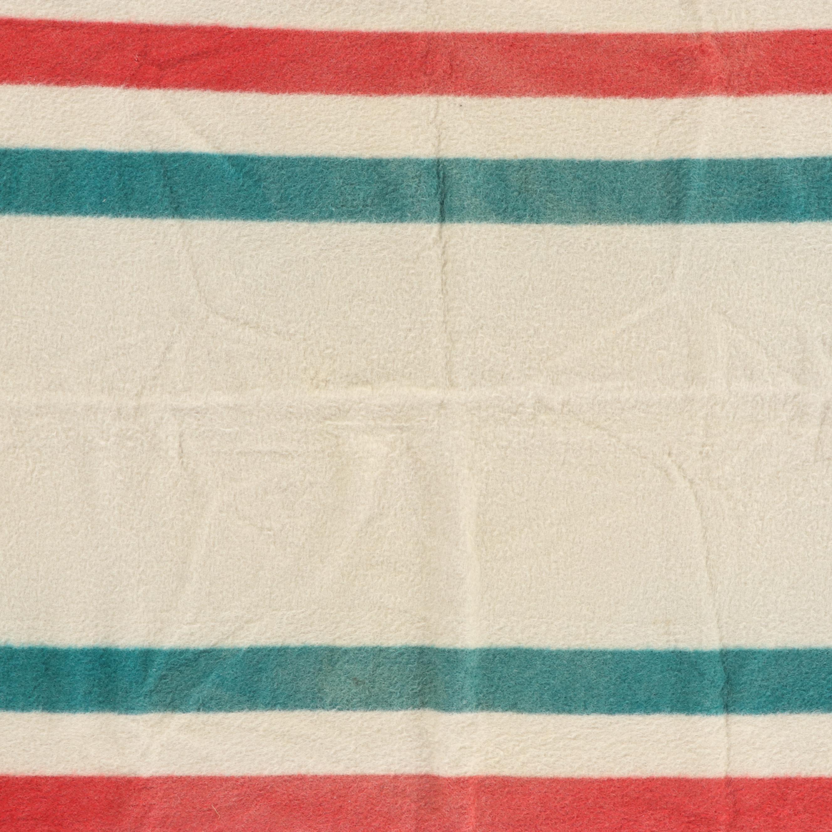 Hudson Bay Striped Wool Blanket, Mid/Late 20th Century