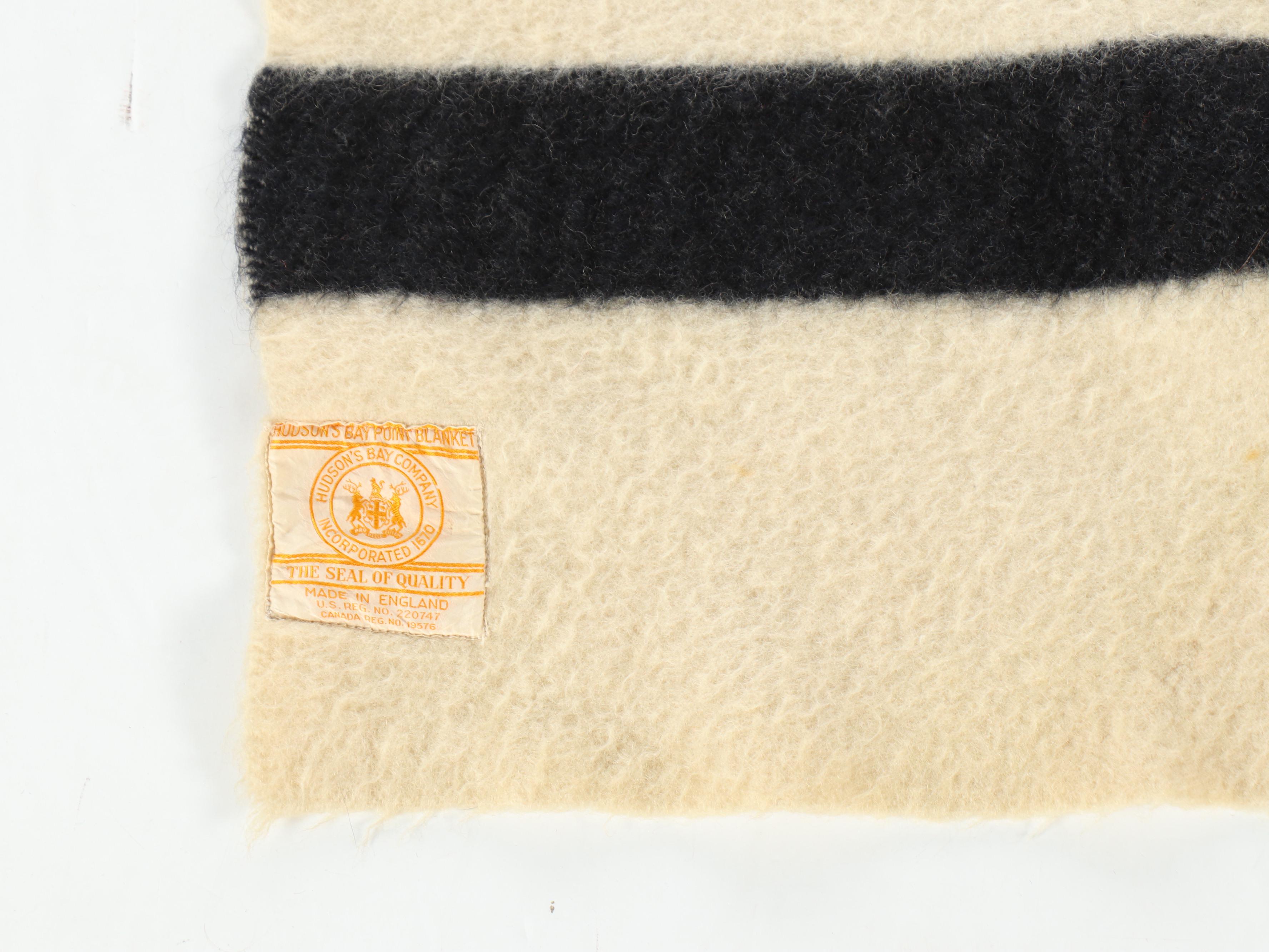 Hudson Bay Striped Wool Blanket, Mid/Late 20th Century
