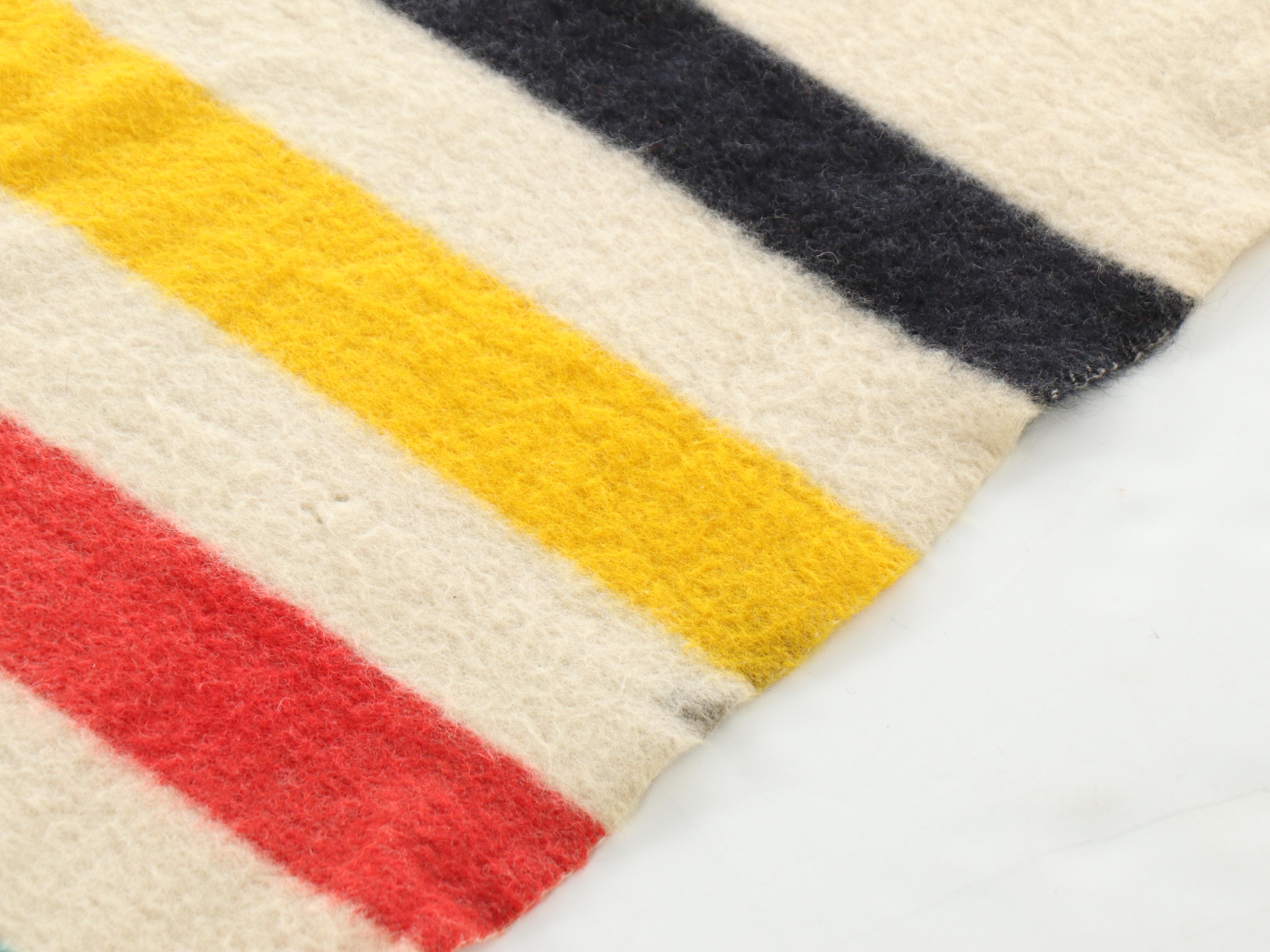 Hudson Bay Striped Wool Blanket, Mid/Late 20th Century