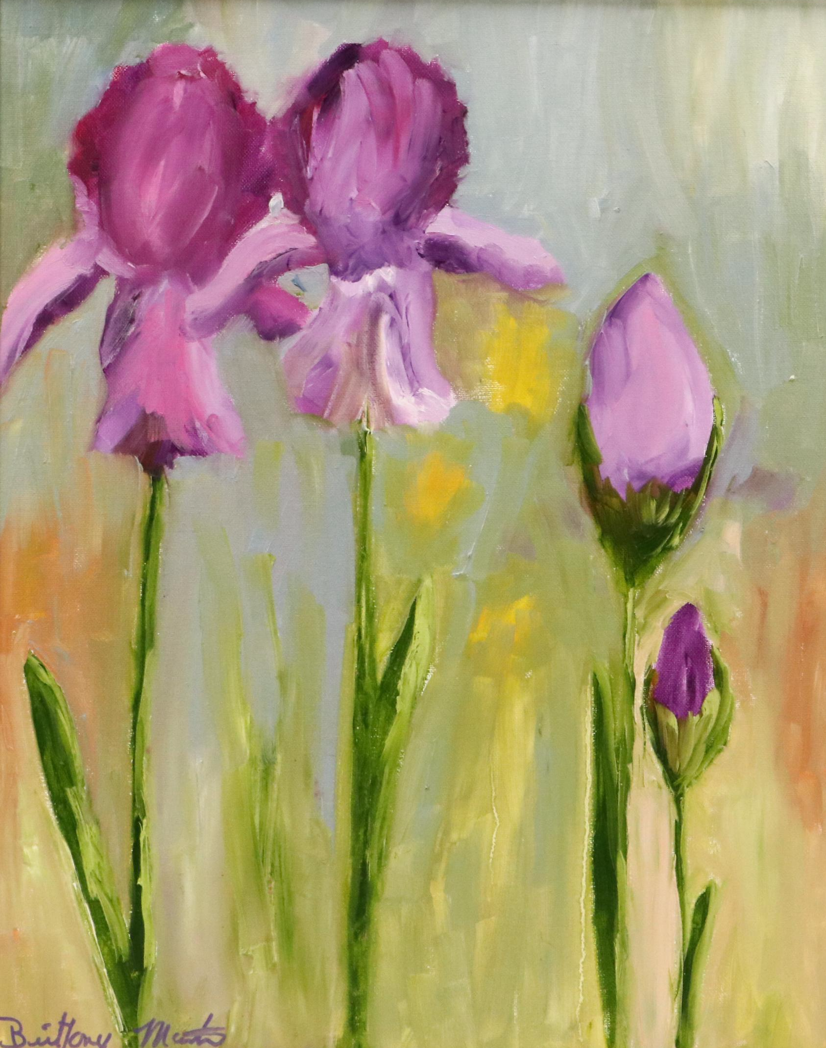 Brittony Martin Floral Oil Painting "Tall Purple Iris," 2025