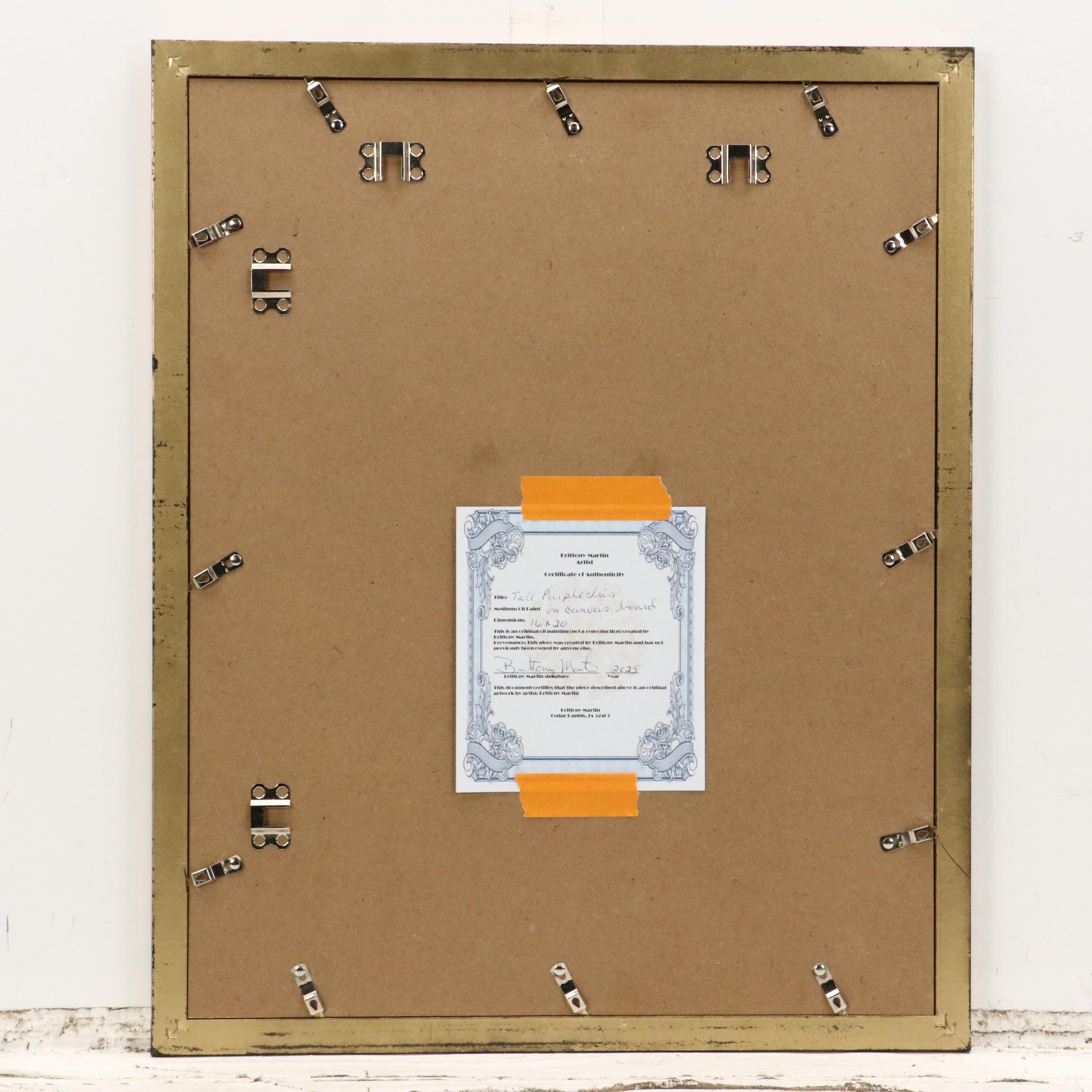 Brittony Martin Floral Oil Painting "Tall Purple Iris," 2025