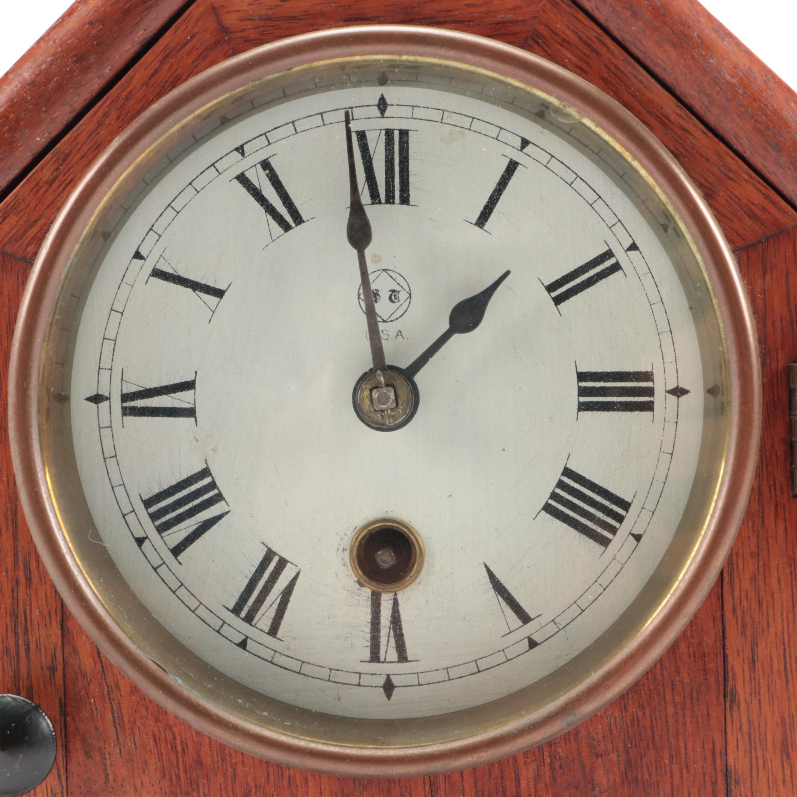 Seth Thomas Reverse Painting Wooden Mantel Clock