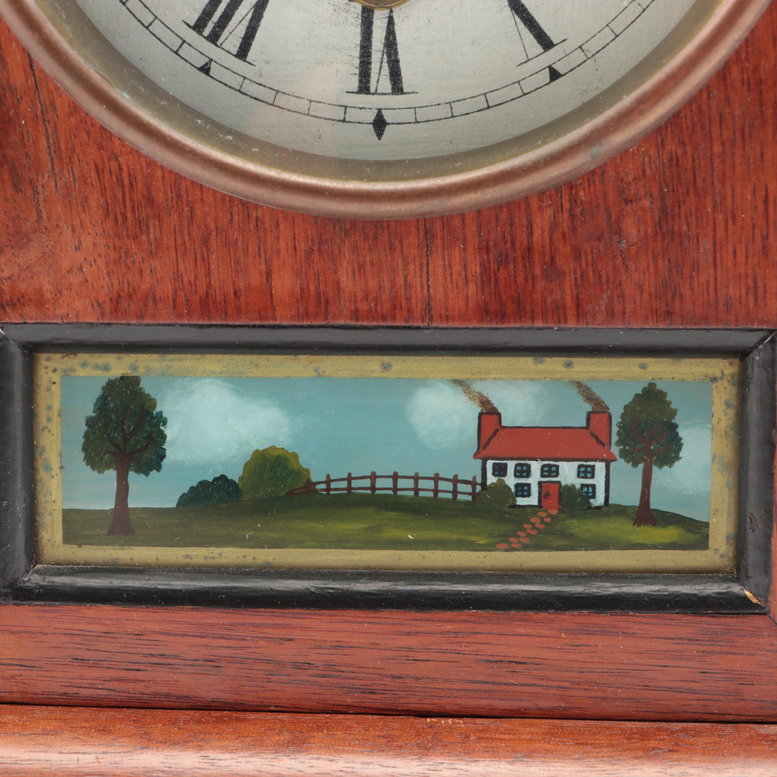 Seth Thomas Reverse Painting Wooden Mantel Clock