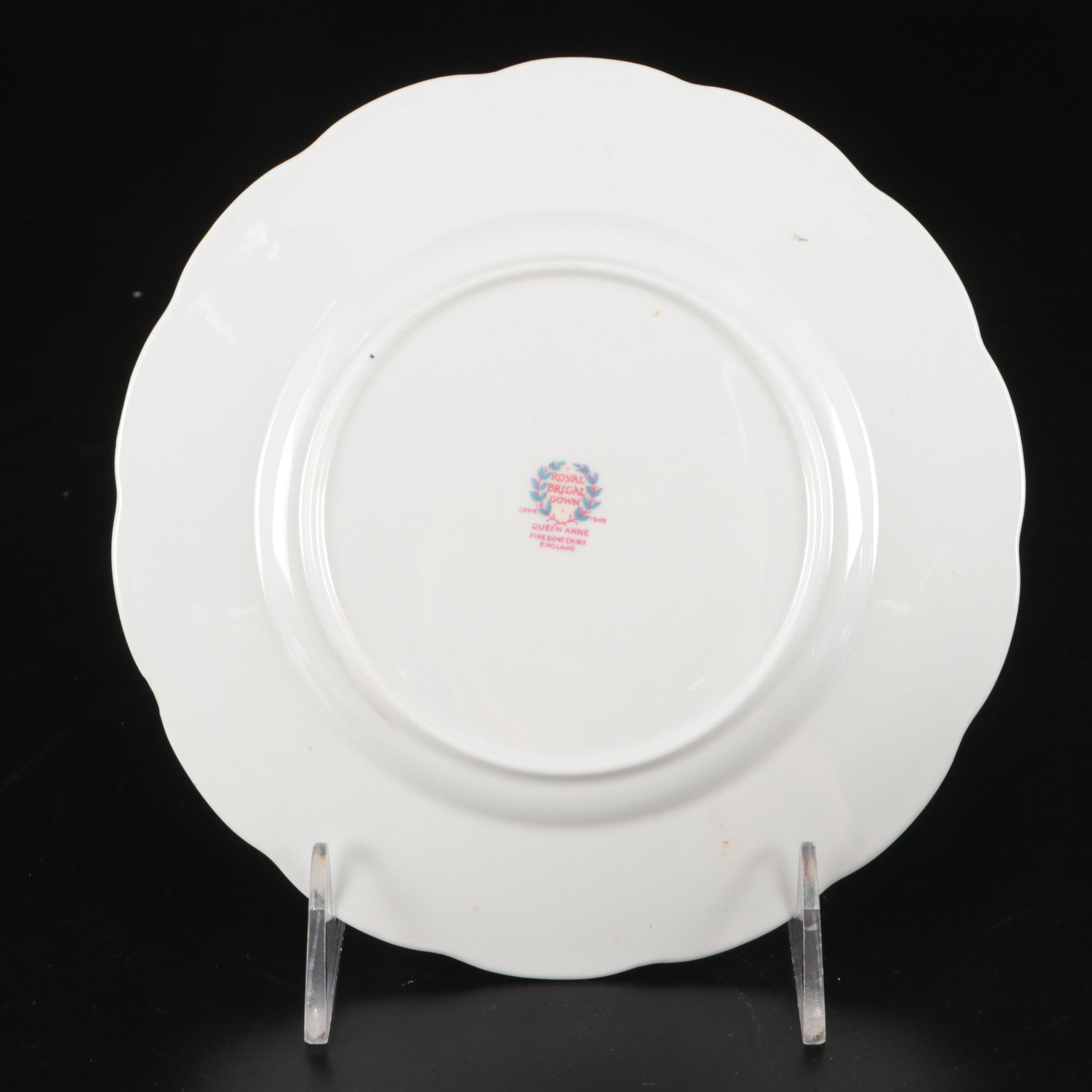 Queen Anne "Royal Bridal Gown" Coffee Pot and Under Plate with Cups and Saucers