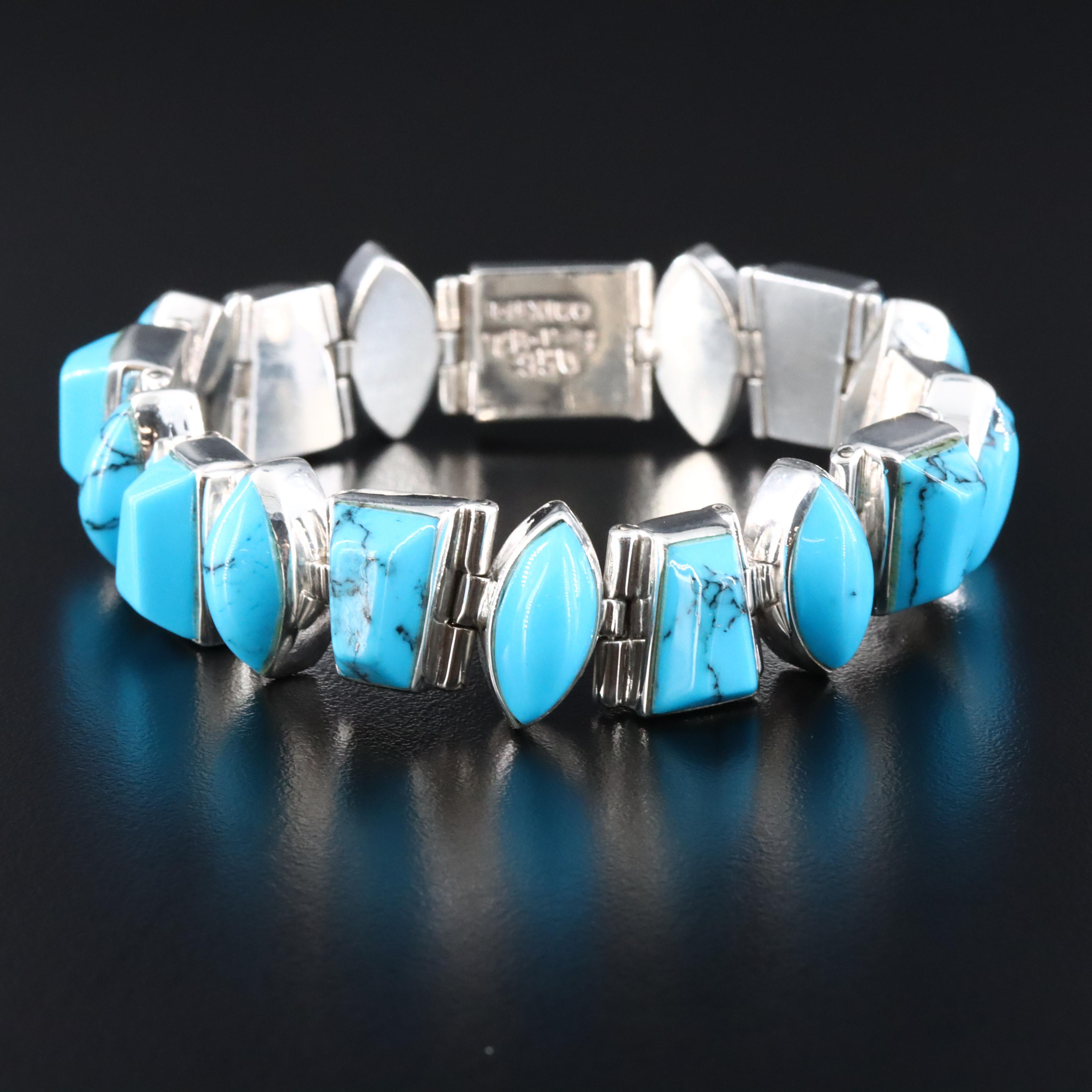 950 Silver Faux Turquoise Bracelet