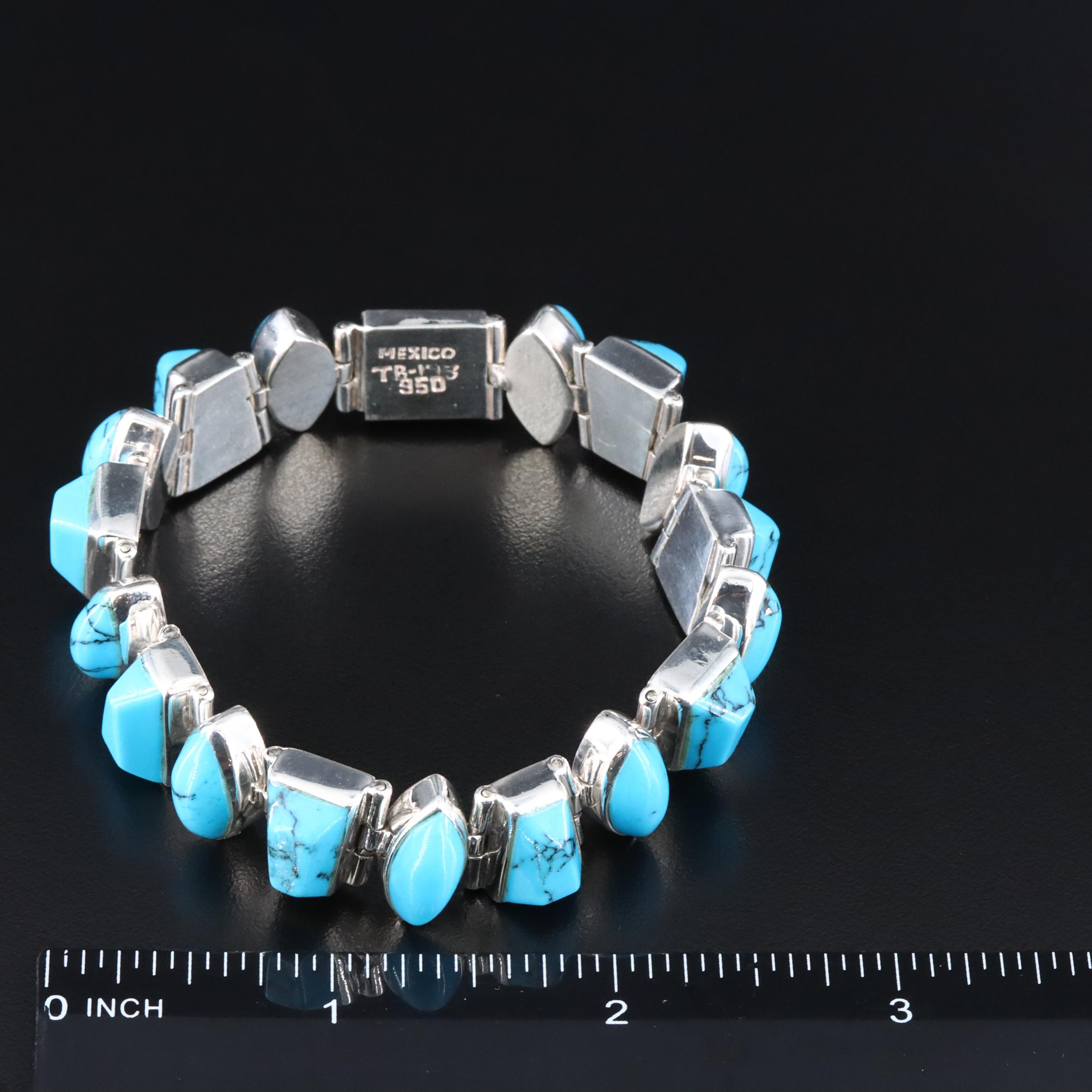 950 Silver Faux Turquoise Bracelet