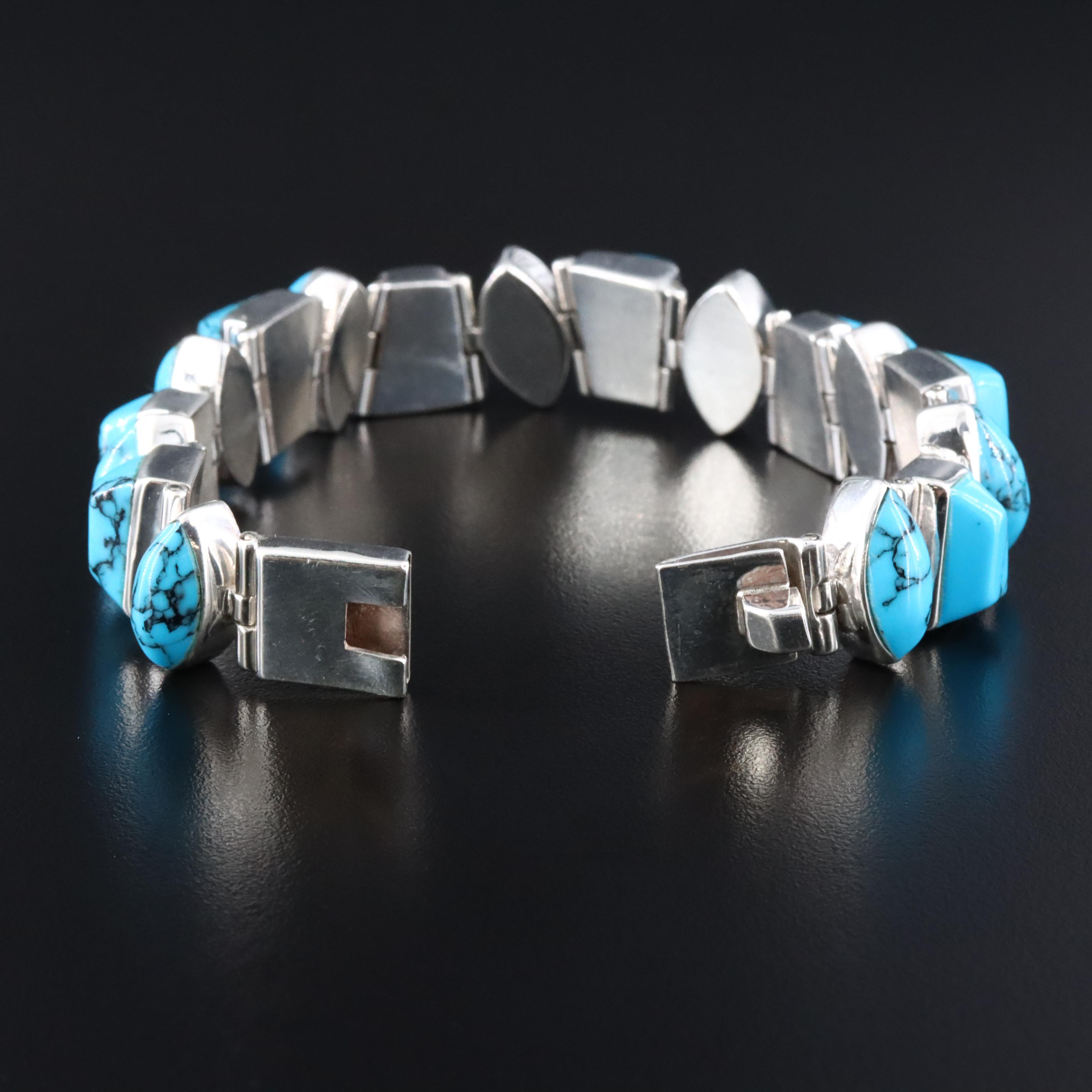 950 Silver Faux Turquoise Bracelet