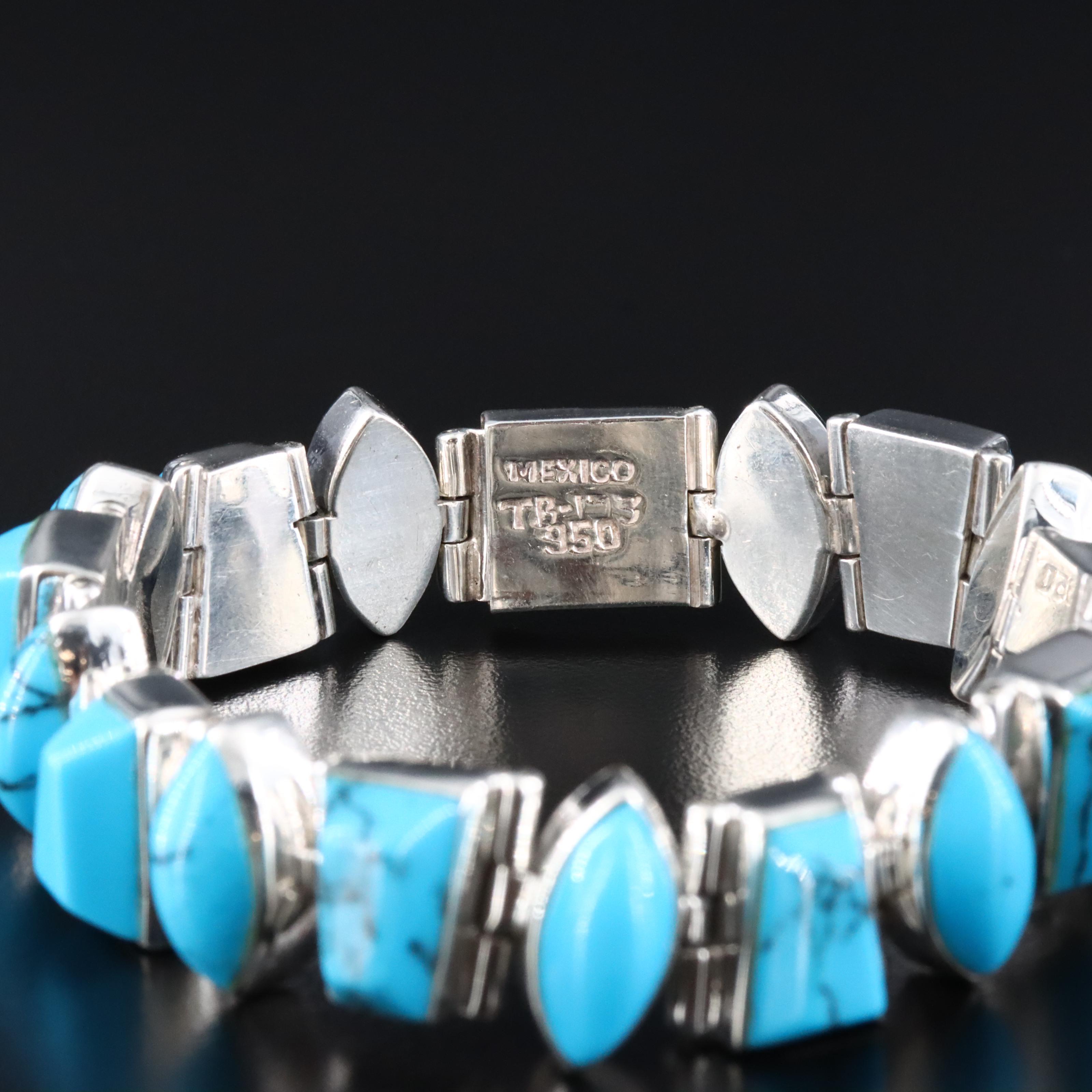 950 Silver Faux Turquoise Bracelet