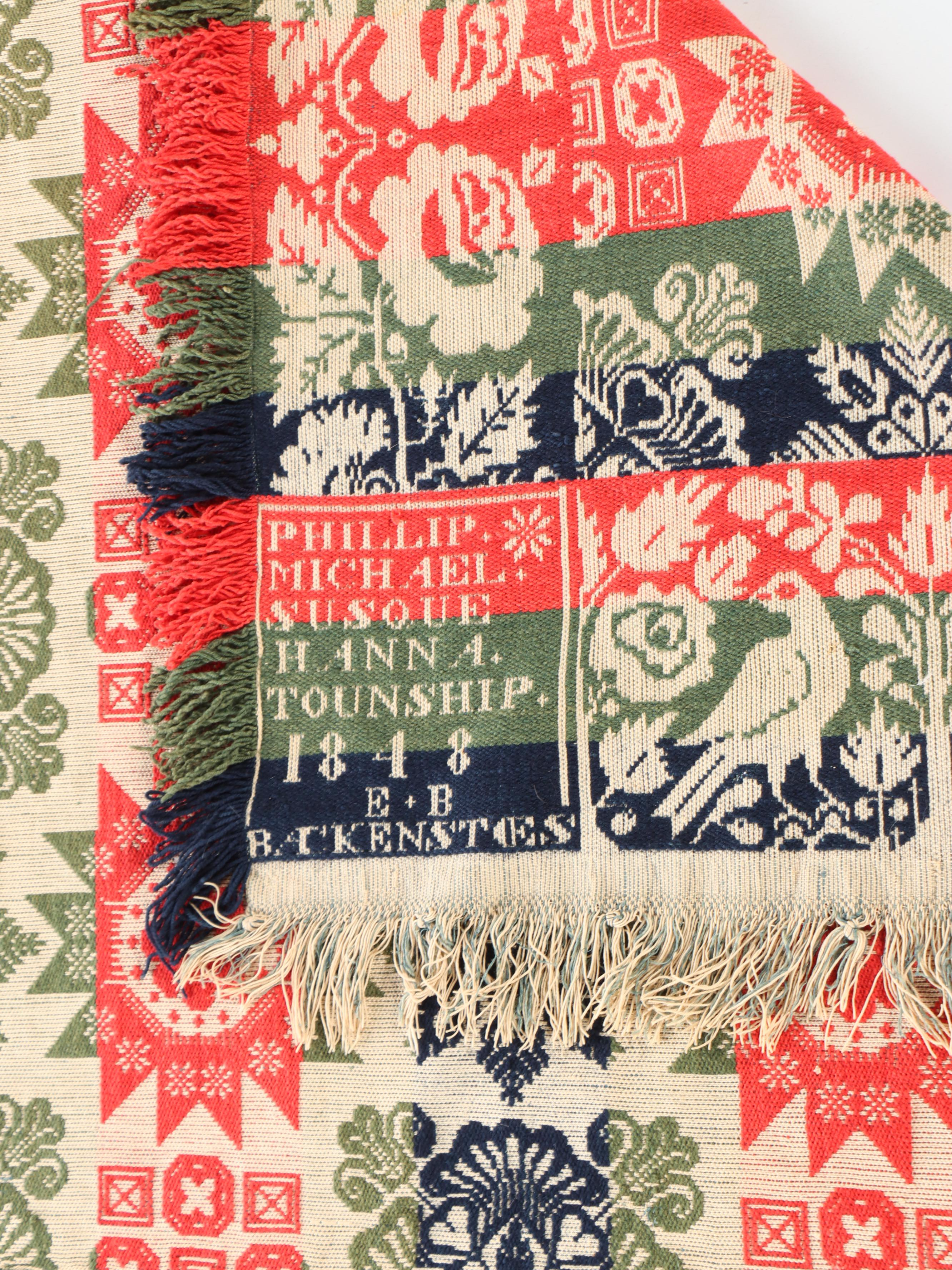 Philip Michael American Jacquard Handwoven Coverlet, 1848