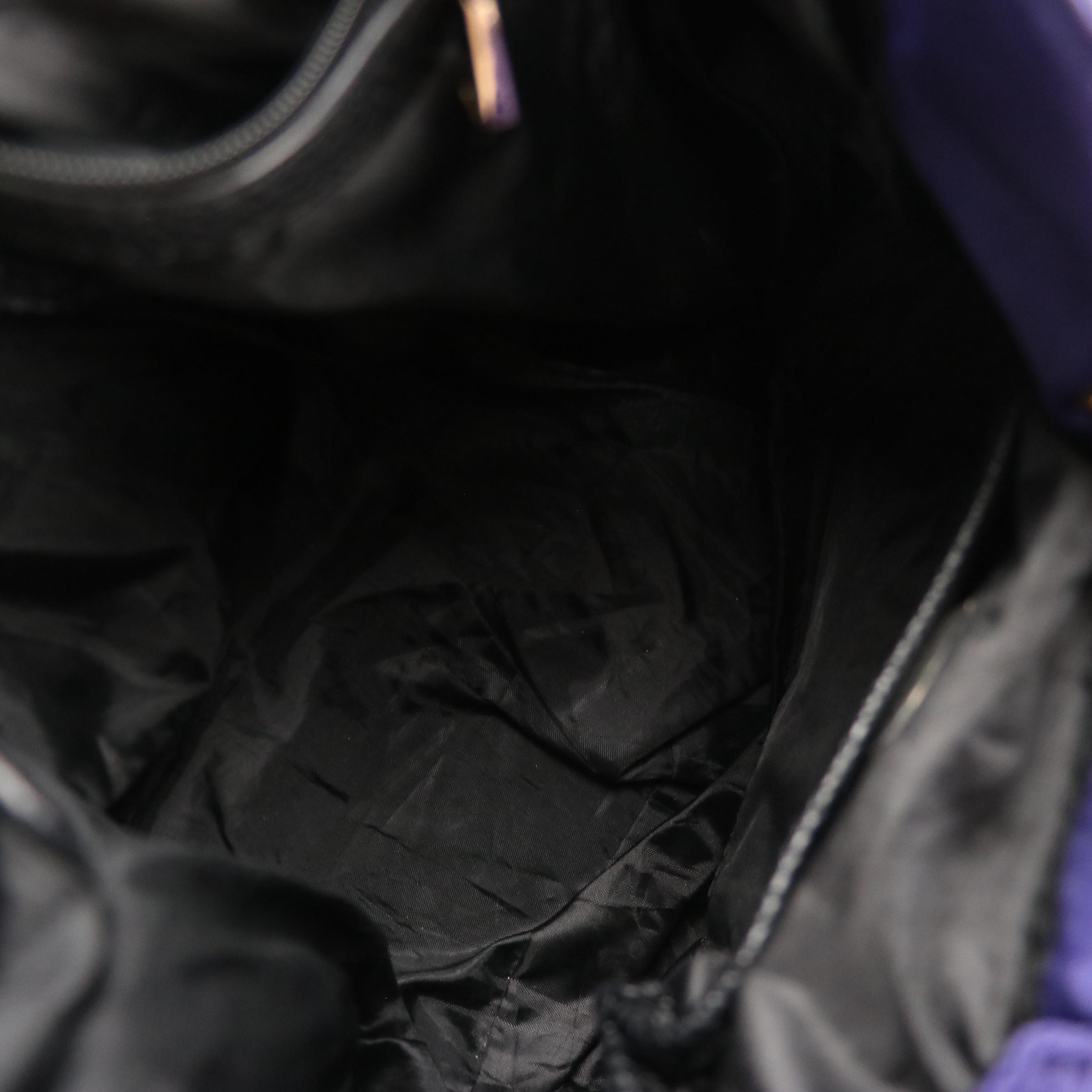 Aqua Madonna Large Woven Leather Satchel, Neiman Marcus Purple Nylon Backpack