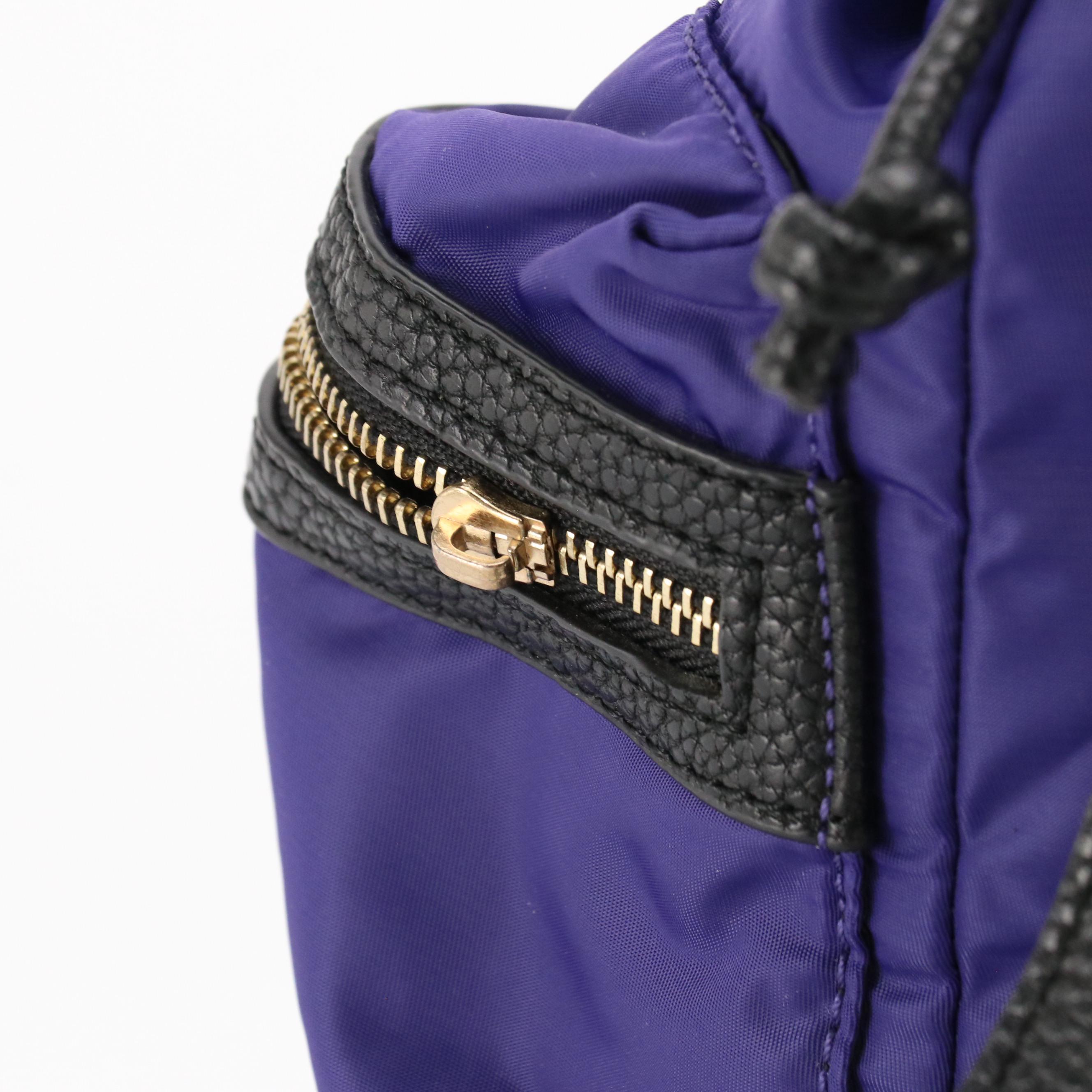 Aqua Madonna Large Woven Leather Satchel, Neiman Marcus Purple Nylon Backpack