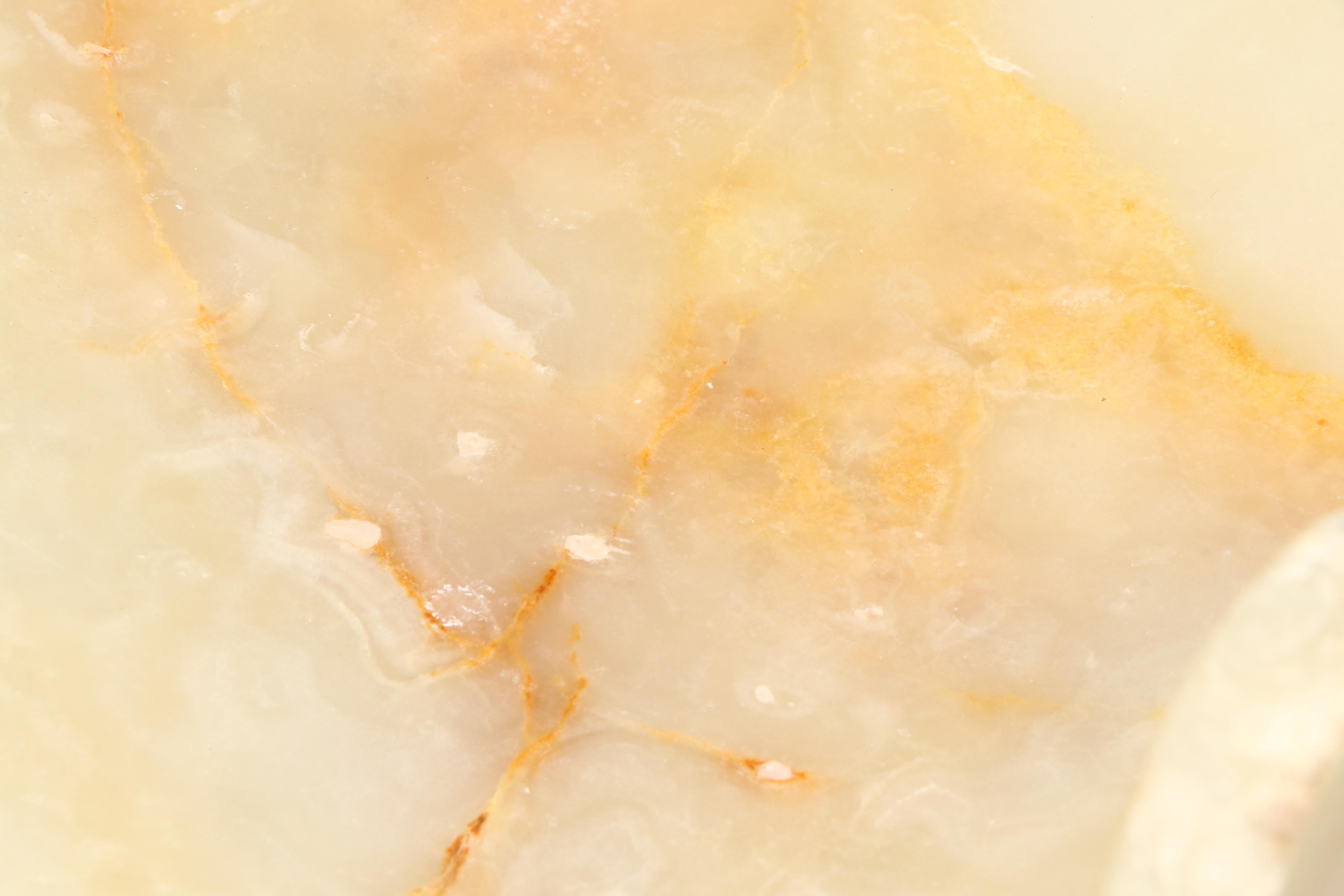 Hand-Polished and Carved Banded Calcite Centerpiece Bowl