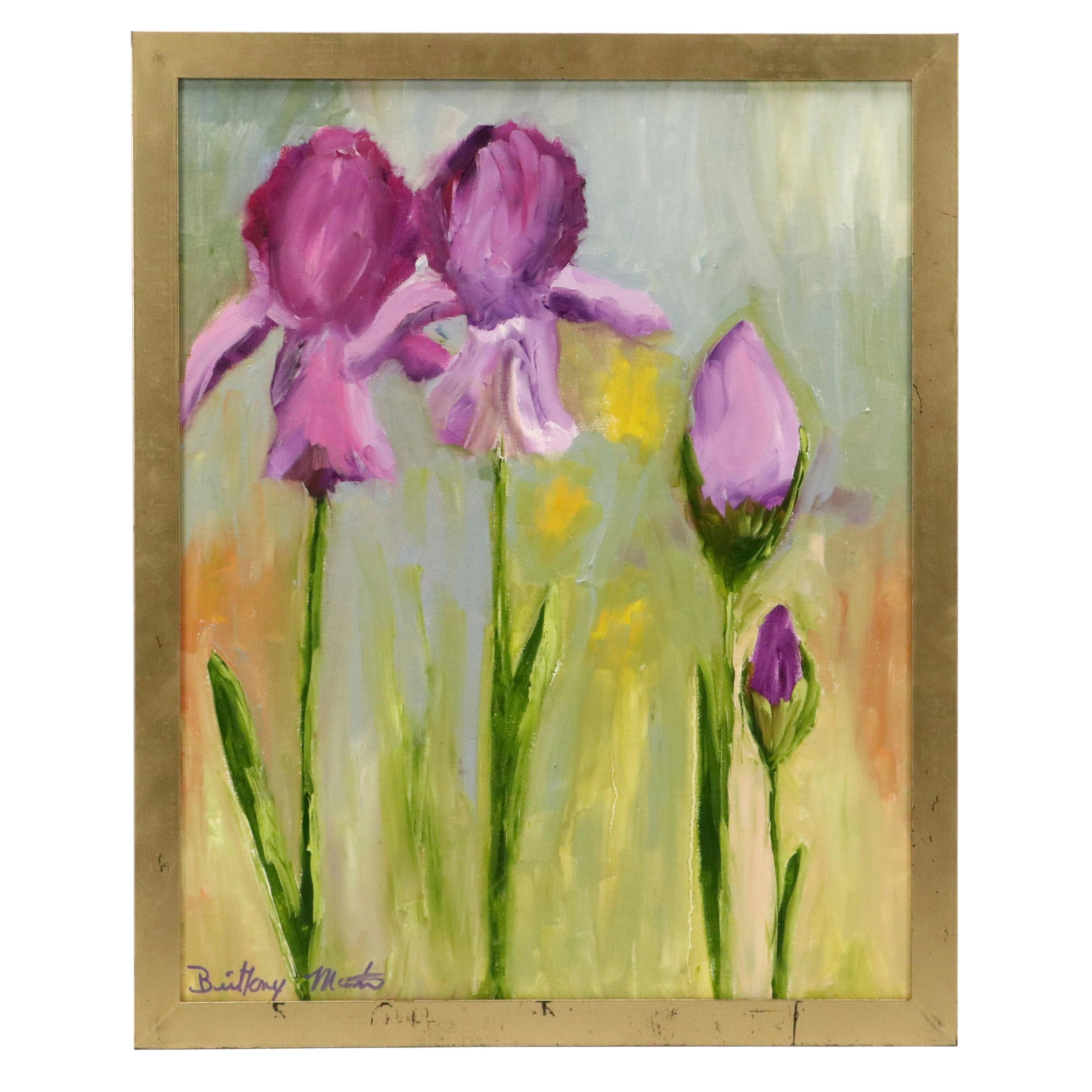 Brittony Martin Floral Oil Painting "Tall Purple Iris," 2025