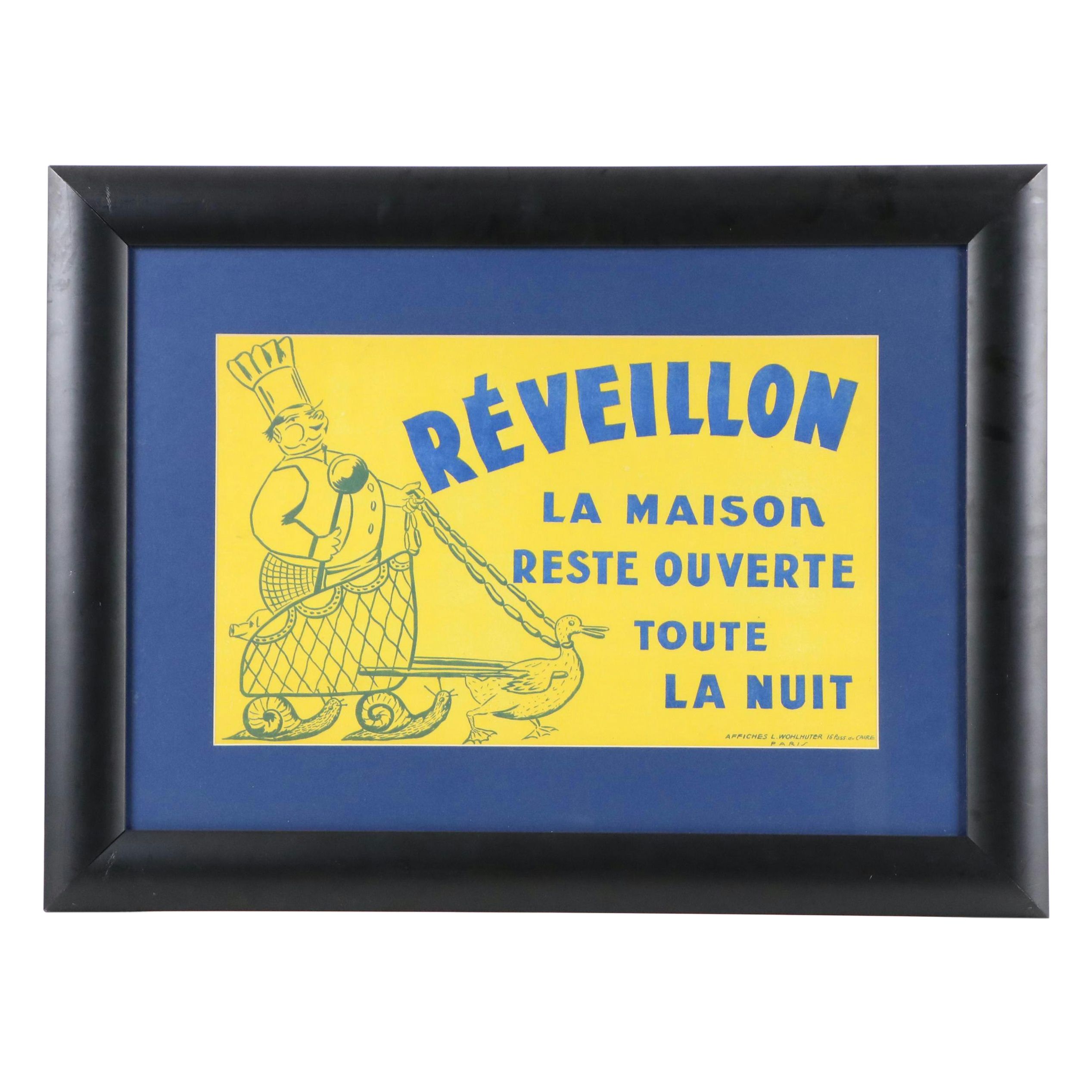 Lithograph Restaurant Poster "Réveillon," Early to Mid-20th Century