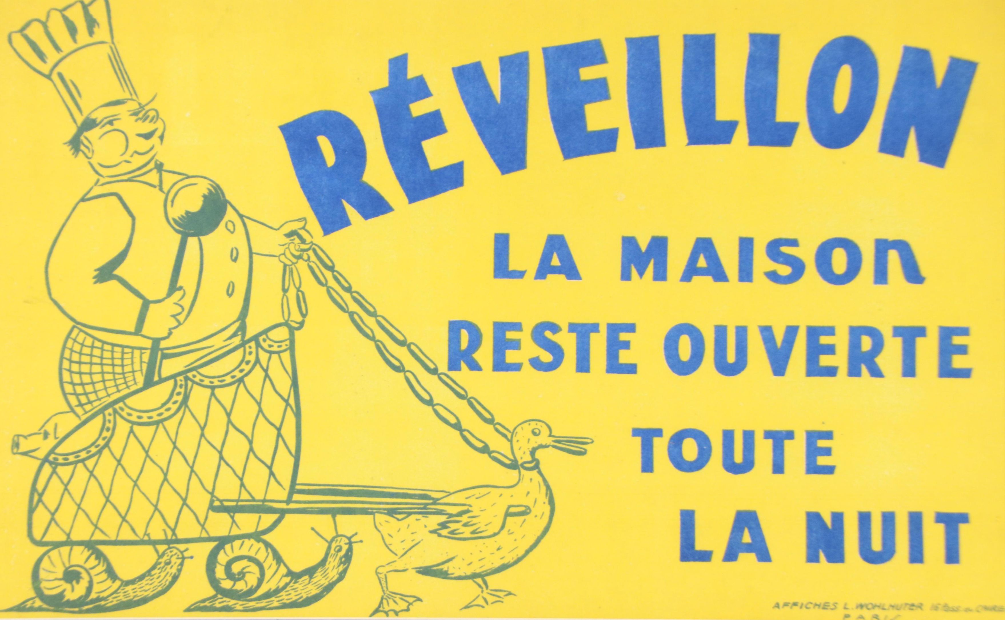 Lithograph Restaurant Poster "Réveillon," Early to Mid-20th Century