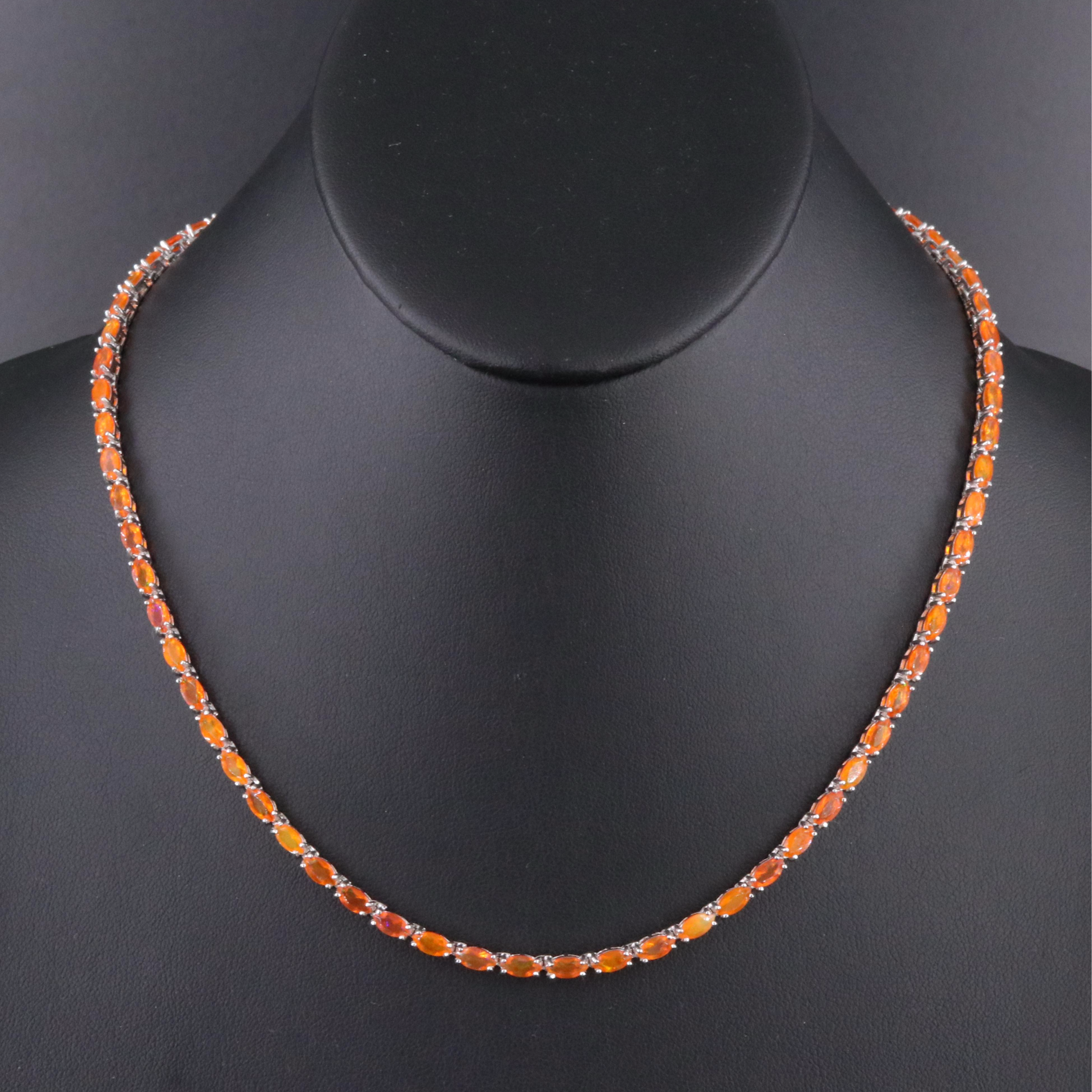 Sterling Fire Opal Riviera Necklace