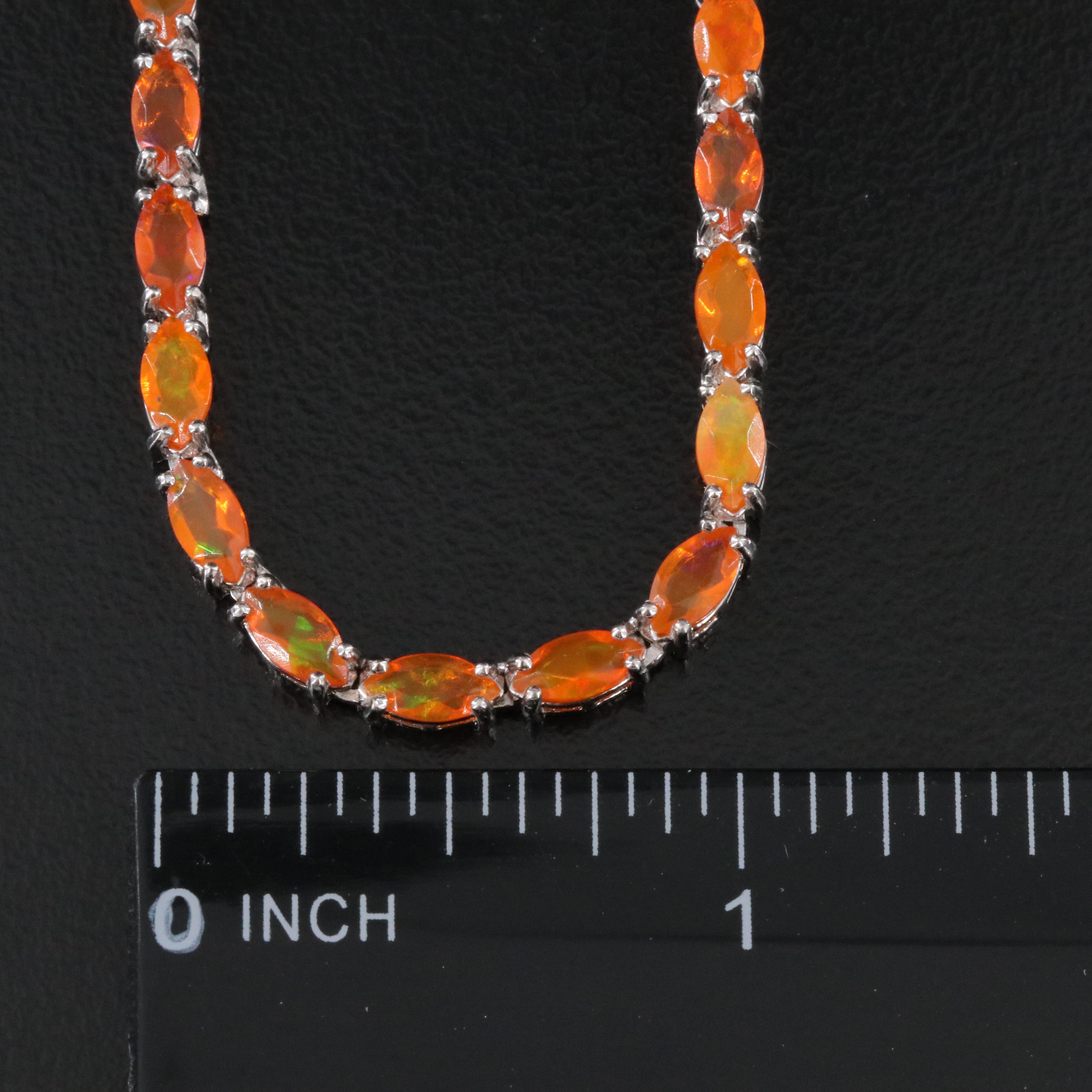 Sterling Fire Opal Riviera Necklace